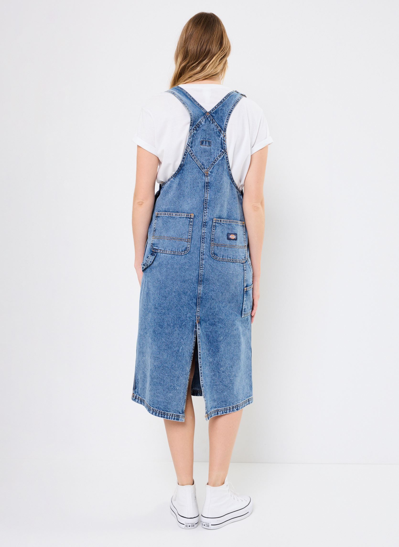 Robes DICKIES BIB LONG OVERALL DRESS W femme bleu Dickies Robes DICKIES BIB LONG OVERALL DRESS W femme bleu RINSED FADE