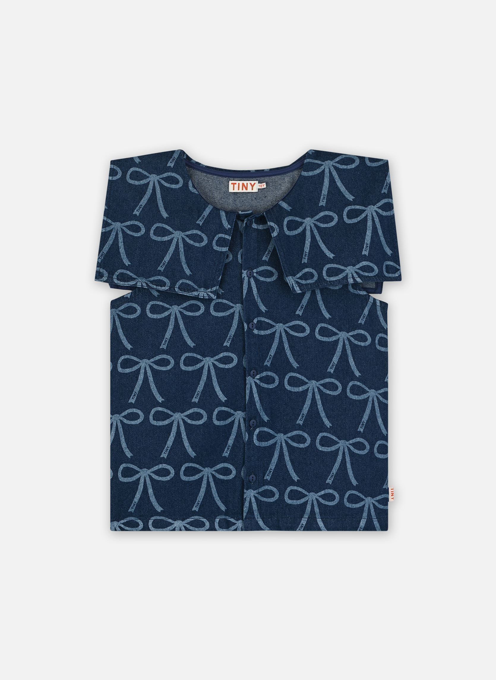 Débardeurs Bows Blouse fille bleu Tinycottons Débardeurs Bows Blouse fille bleu BLUE DENIM