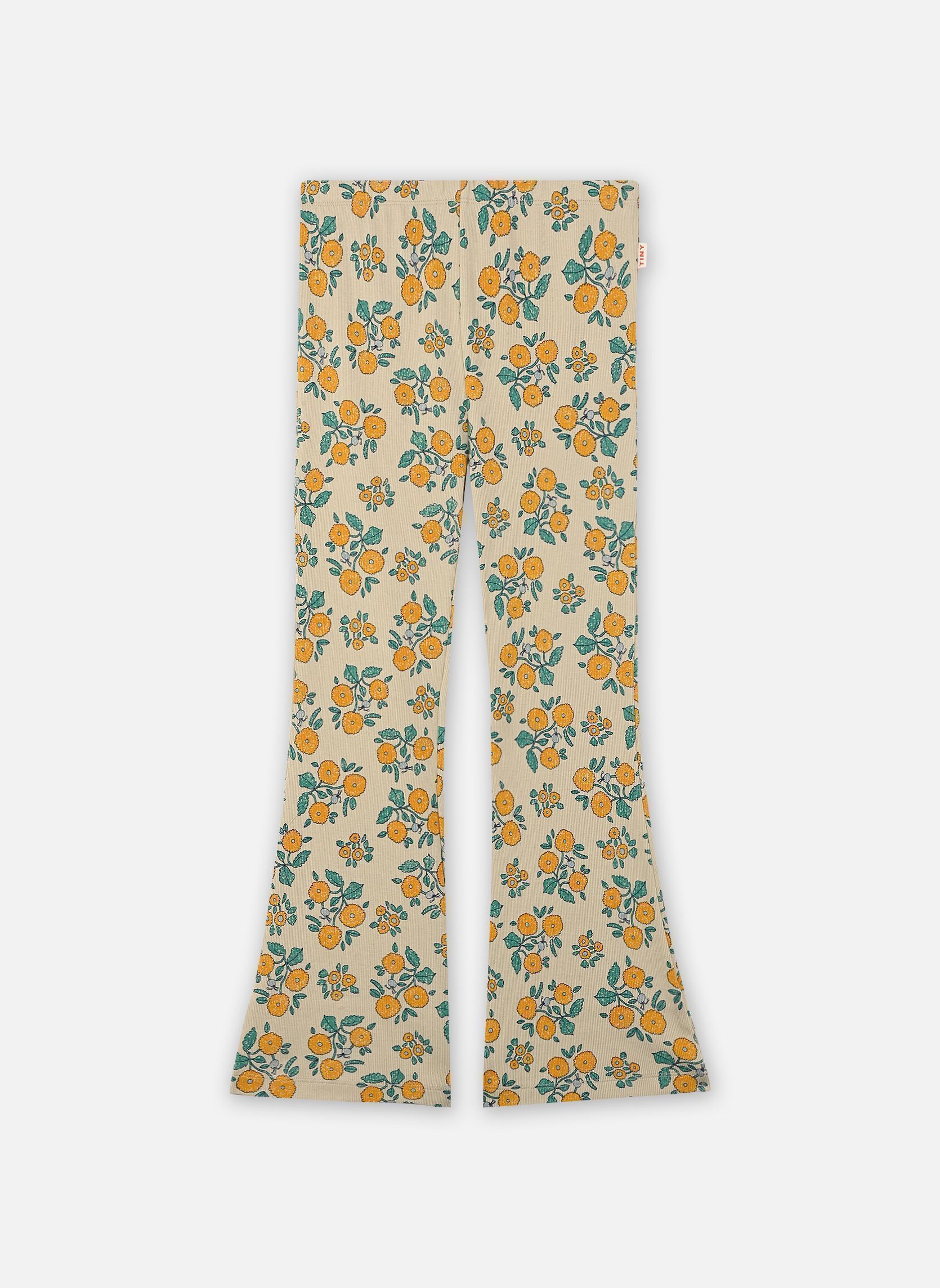 Pantalons Flowers Rib Pant jaune Tinycottons Pantalons Flowers Rib Pant jaune Dark Vanilla