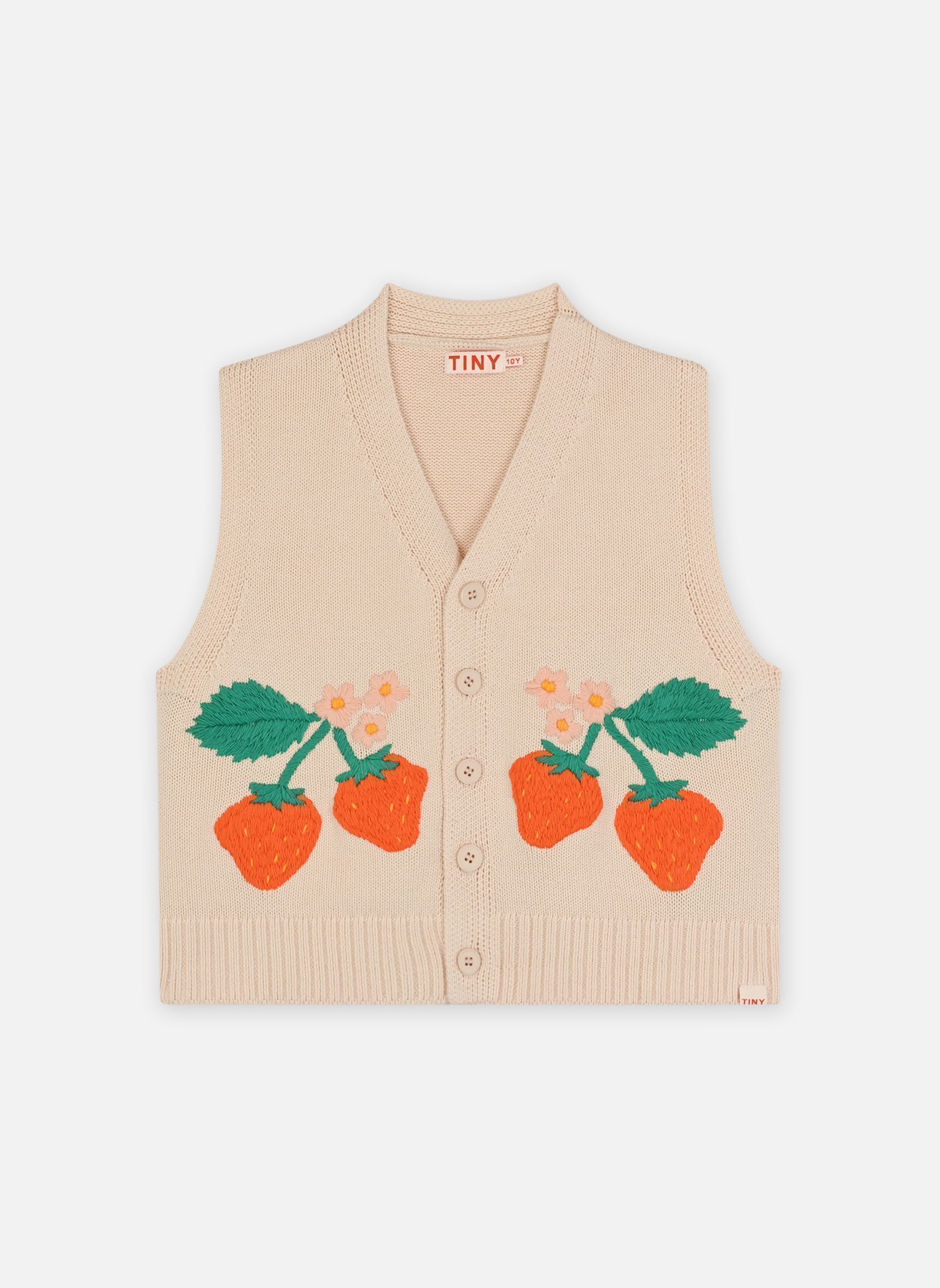 Gilets Strawberries Vest blanc Tinycottons Gilets Strawberries Vest blanc Light Cream