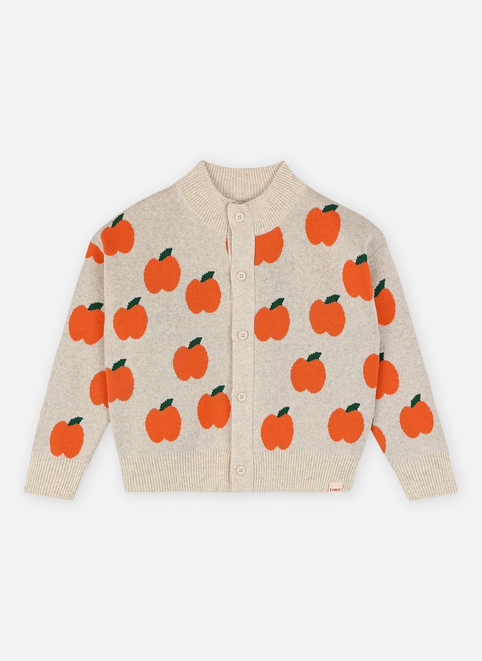 Gilets Apples Mockneck Cardigan fille gris Tinycottons Gilets Apples Mockneck Cardigan fille gris LIGHT GREY HEATHER