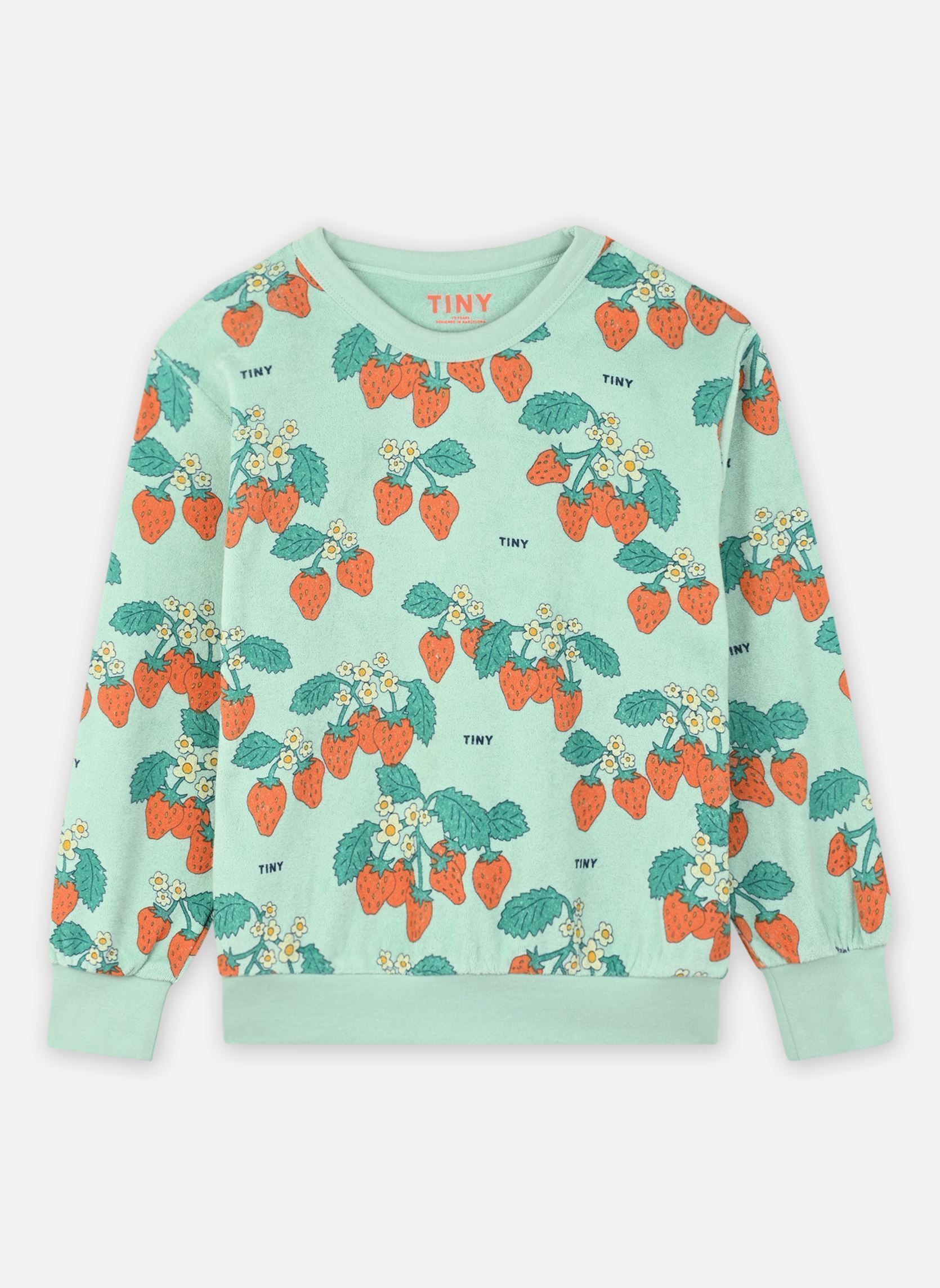 Sweats à capuche Strawberries Sweatshirt vert Tinycottons Sweats à capuche Strawberries Sweatshirt vert WASHED EMERALD