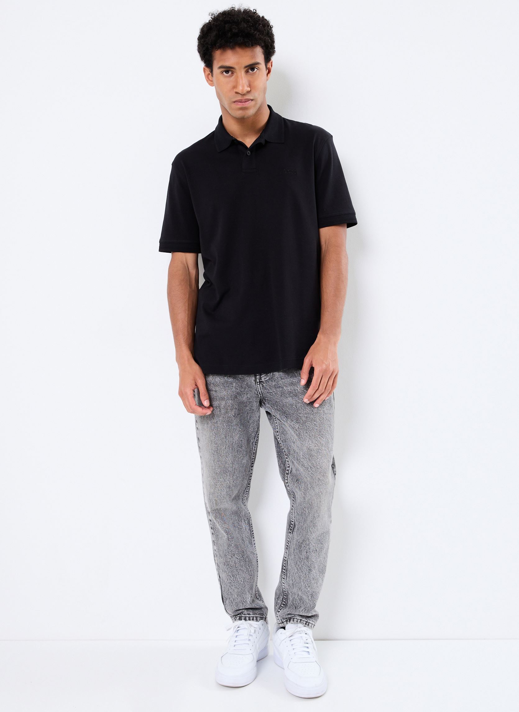 Polo a maniche corte Pe_Interlock uomo nero BOSS Polo a maniche corte Pe_Interlock uomo nero 001-BLACK
