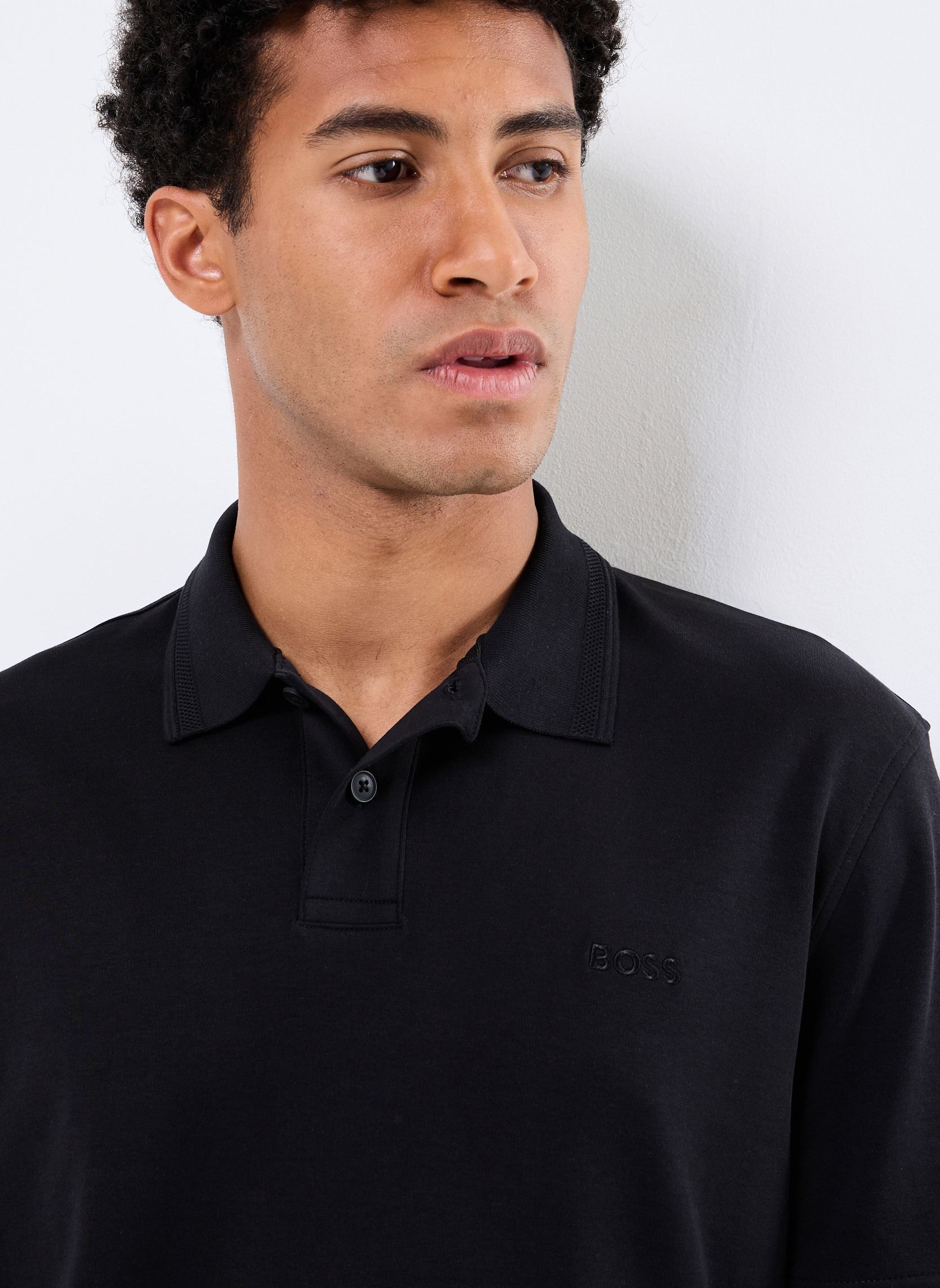 Polo a maniche corte Pe_Interlock uomo nero BOSS Polo a maniche corte Pe_Interlock uomo nero 001-BLACK