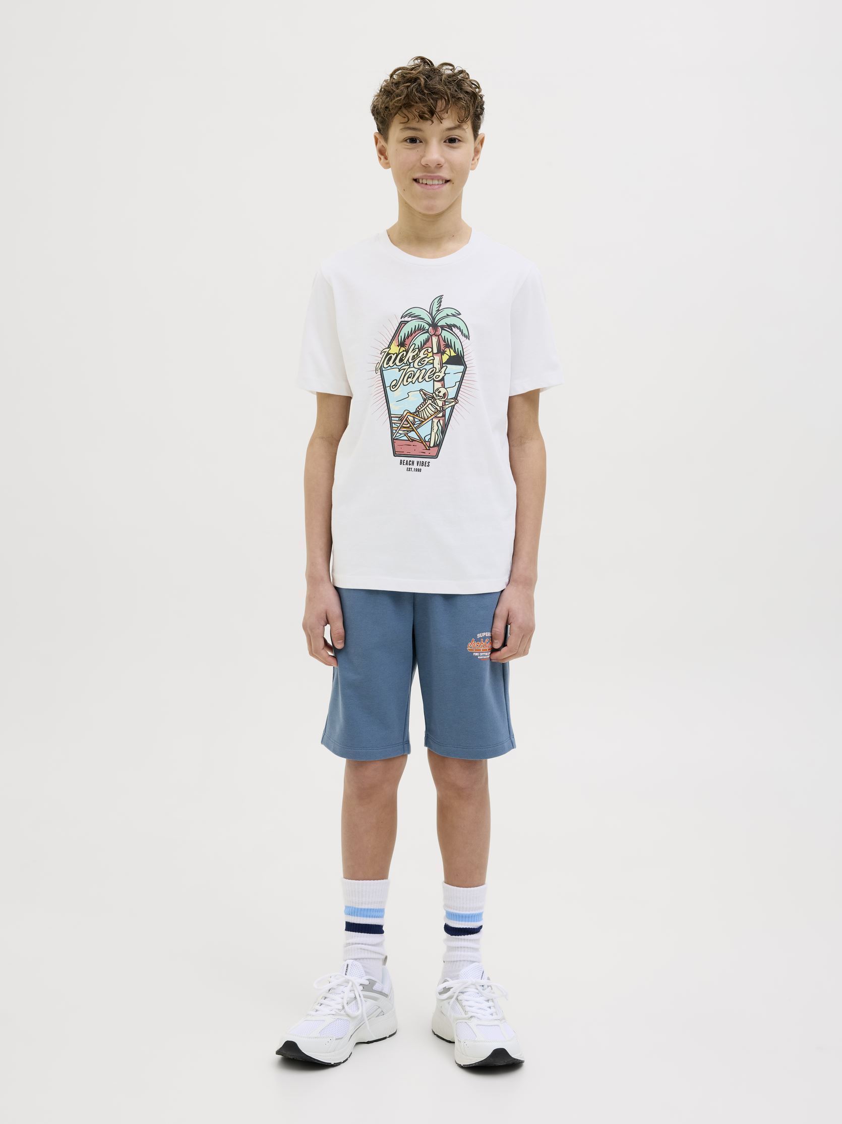 Tee-shirts manches courtes Jjelijah Tee Ss Crew Neck Jnr 12269825 garçon blanc Jack & Jones Tee-shirts manches courtes Jjelijah Tee Ss Crew Neck Jnr 12269825 garçon blanc WHITE