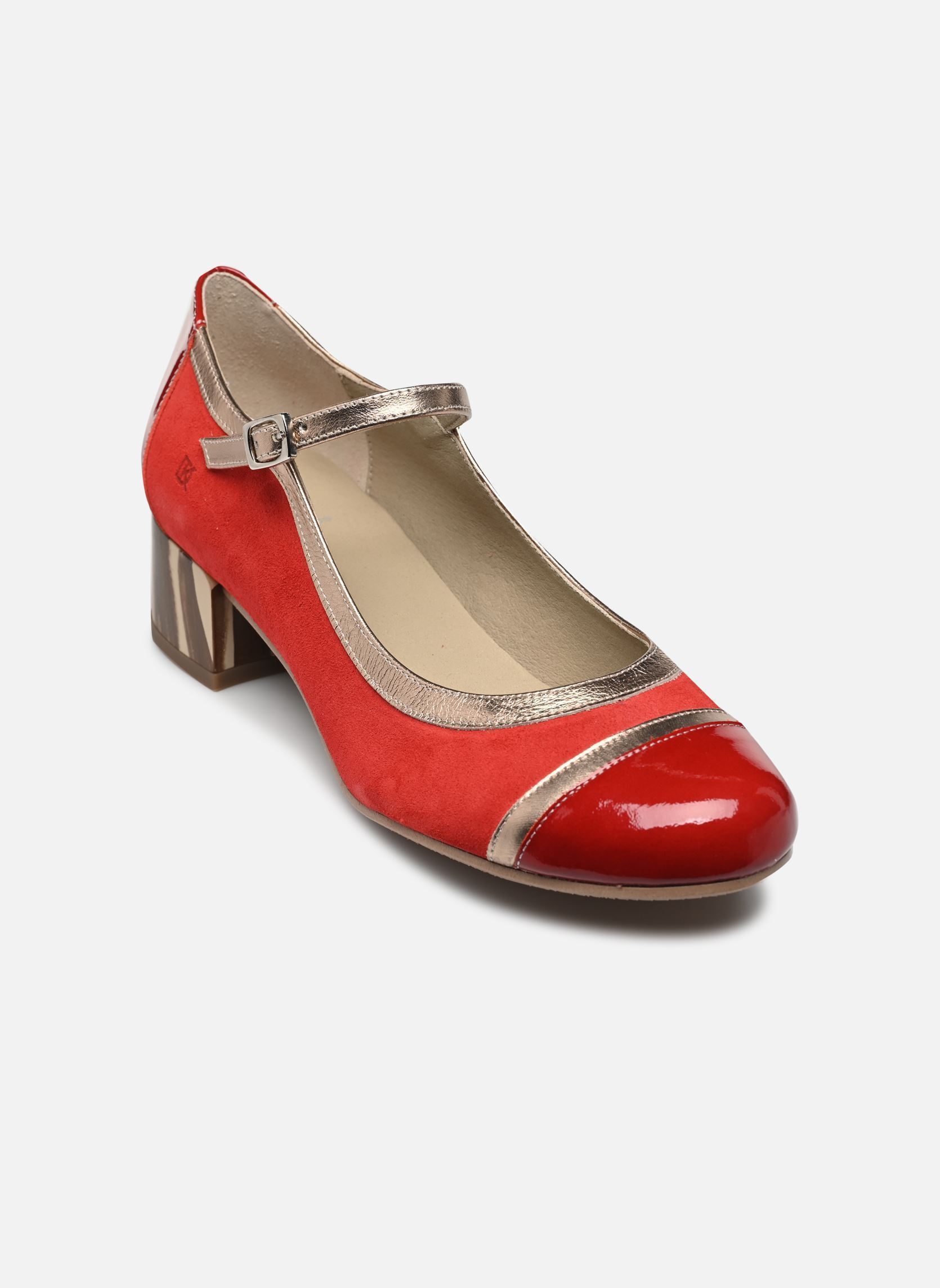 Slingback pumps FRIDA D9027 dames rood Dorking Slingback pumps FRIDA D9027 dames rood CALF+KAFIR+LAMINA ROJO + ROJO