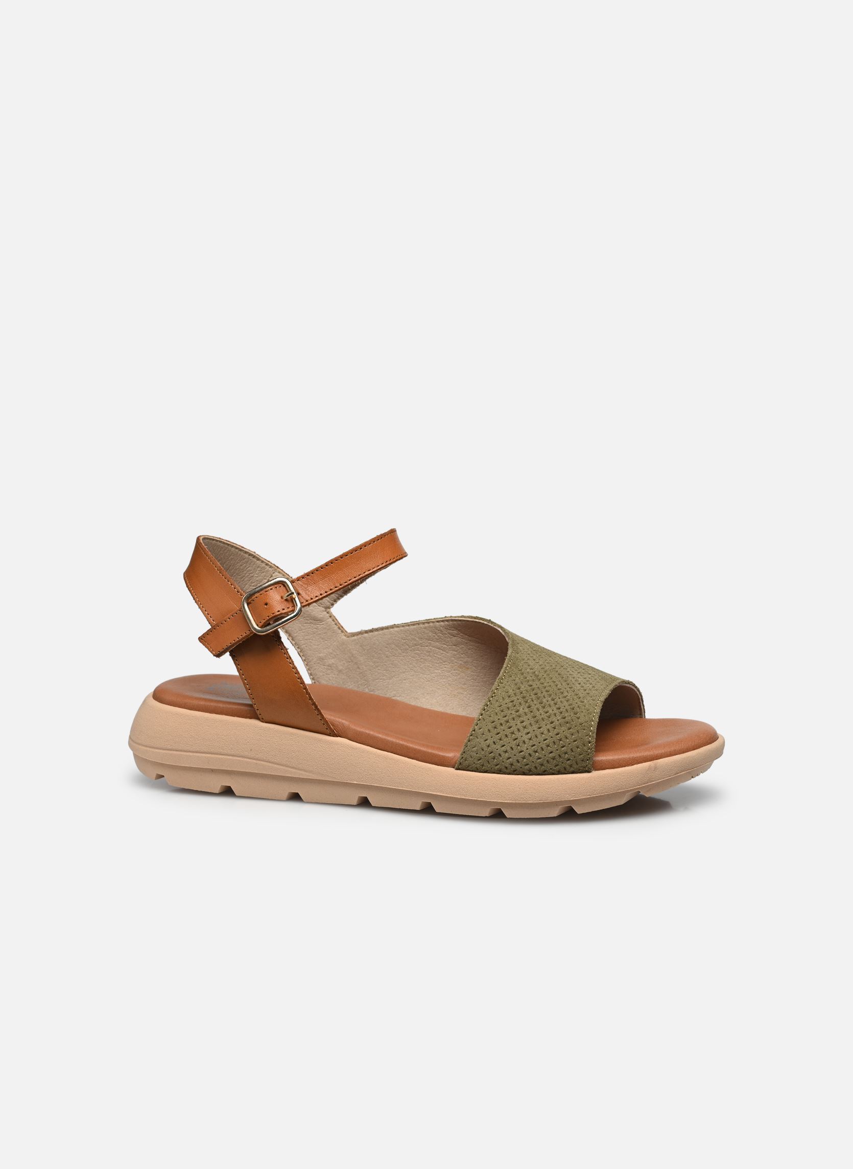 Sandalias y plataformas de cuña GANDIA D9464 mujer verde Dorking Sandalias y plataformas de cuña GANDIA D9464 mujer verde CALF+TIBET KAKI + CUERO