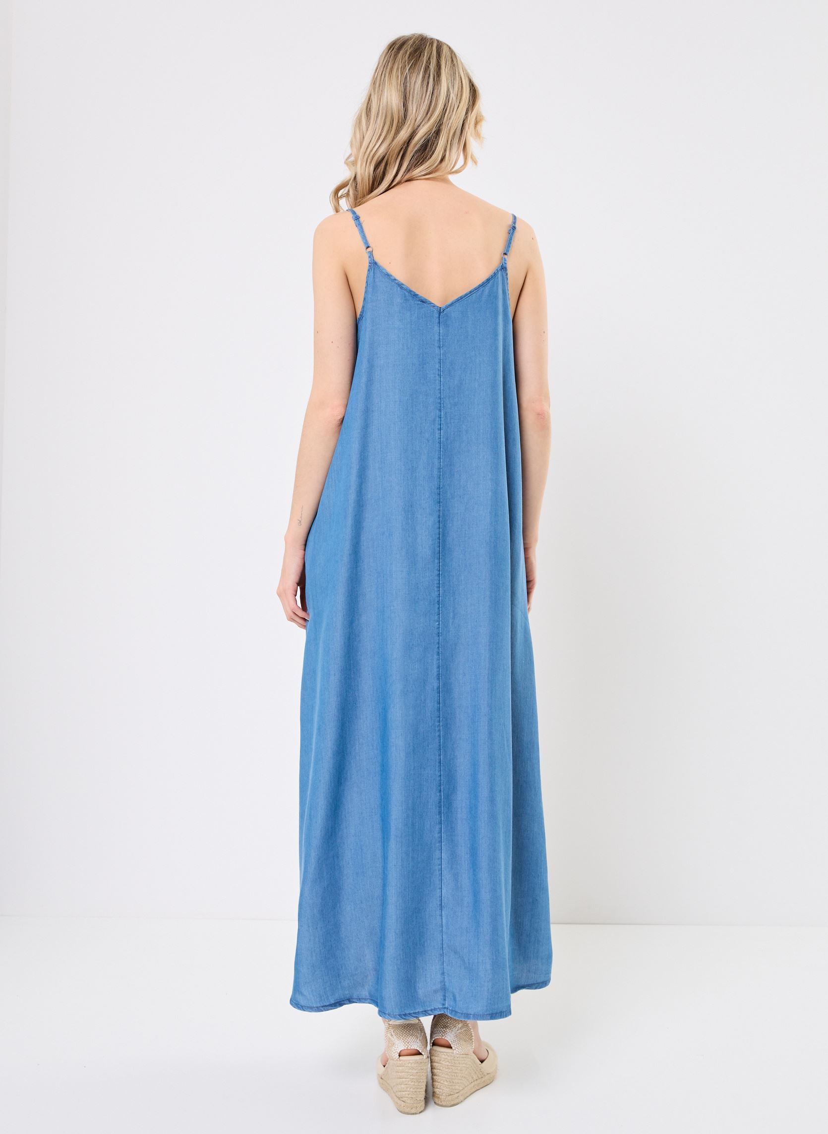 Lange jurken ROBE-TENCEL dames blauw MADE BY Lange jurken ROBE-TENCEL dames blauw DENIM DOUBLE STONE