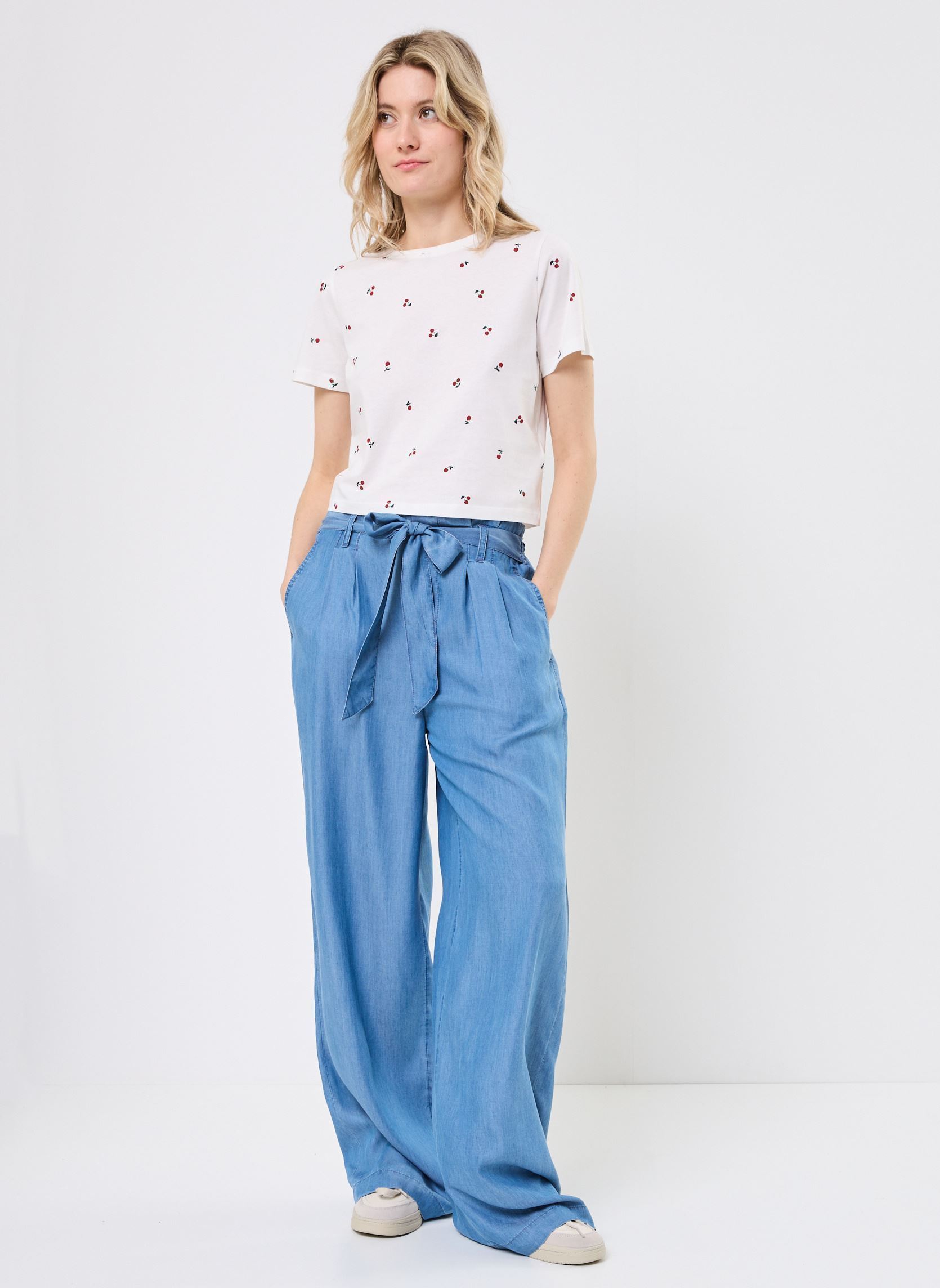 Wijde broeken PANTALON-TENCEL dames blauw MADE BY Wijde broeken PANTALON-TENCEL dames blauw DENIM DOUBLE STONE