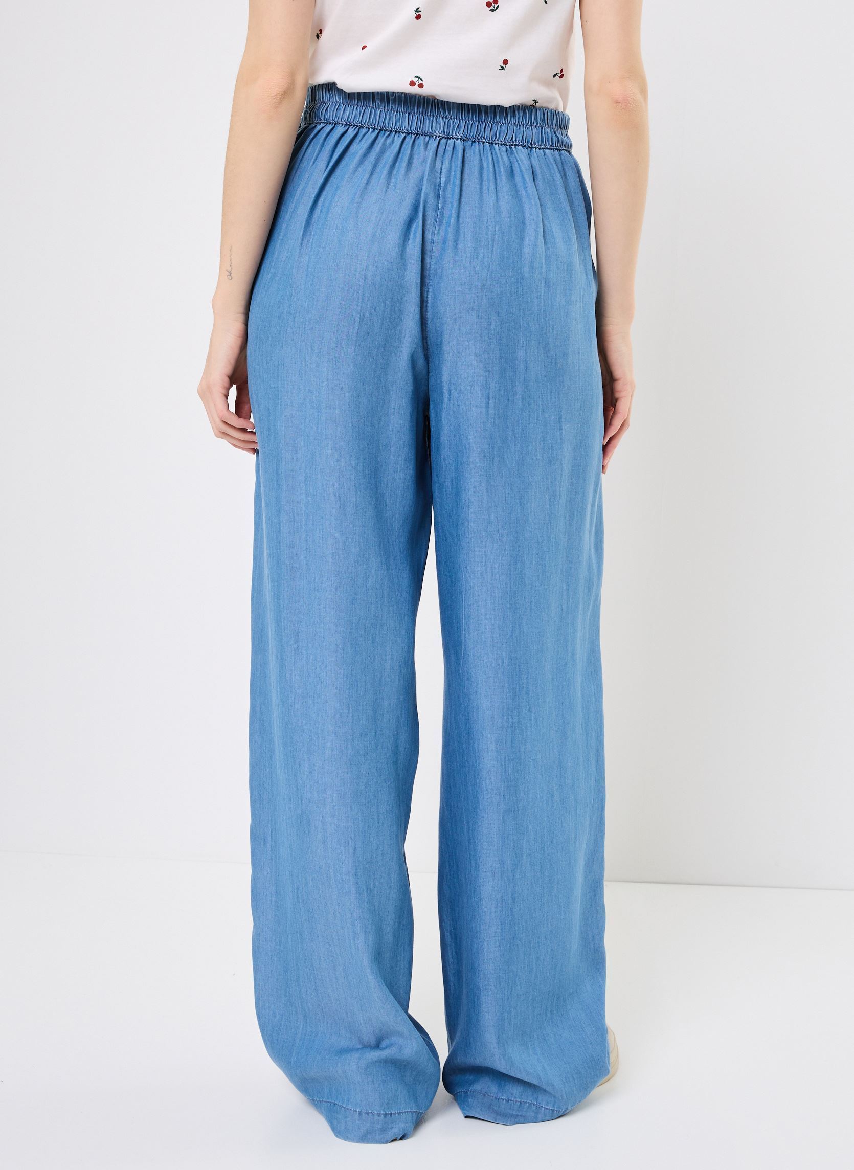 Wijde broeken PANTALON-TENCEL dames blauw MADE BY Wijde broeken PANTALON-TENCEL dames blauw DENIM DOUBLE STONE