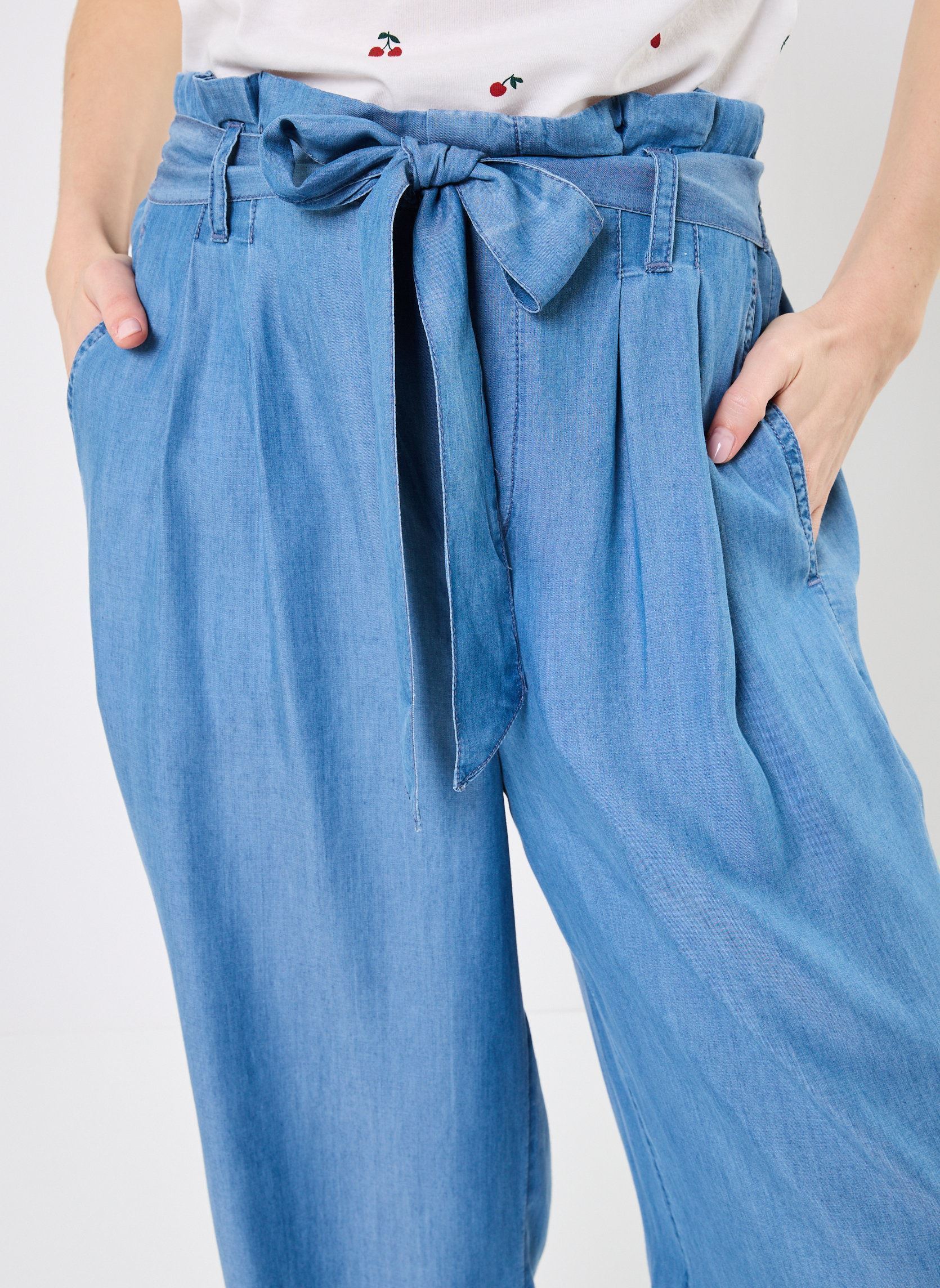Wijde broeken PANTALON-TENCEL dames blauw MADE BY Wijde broeken PANTALON-TENCEL dames blauw DENIM DOUBLE STONE