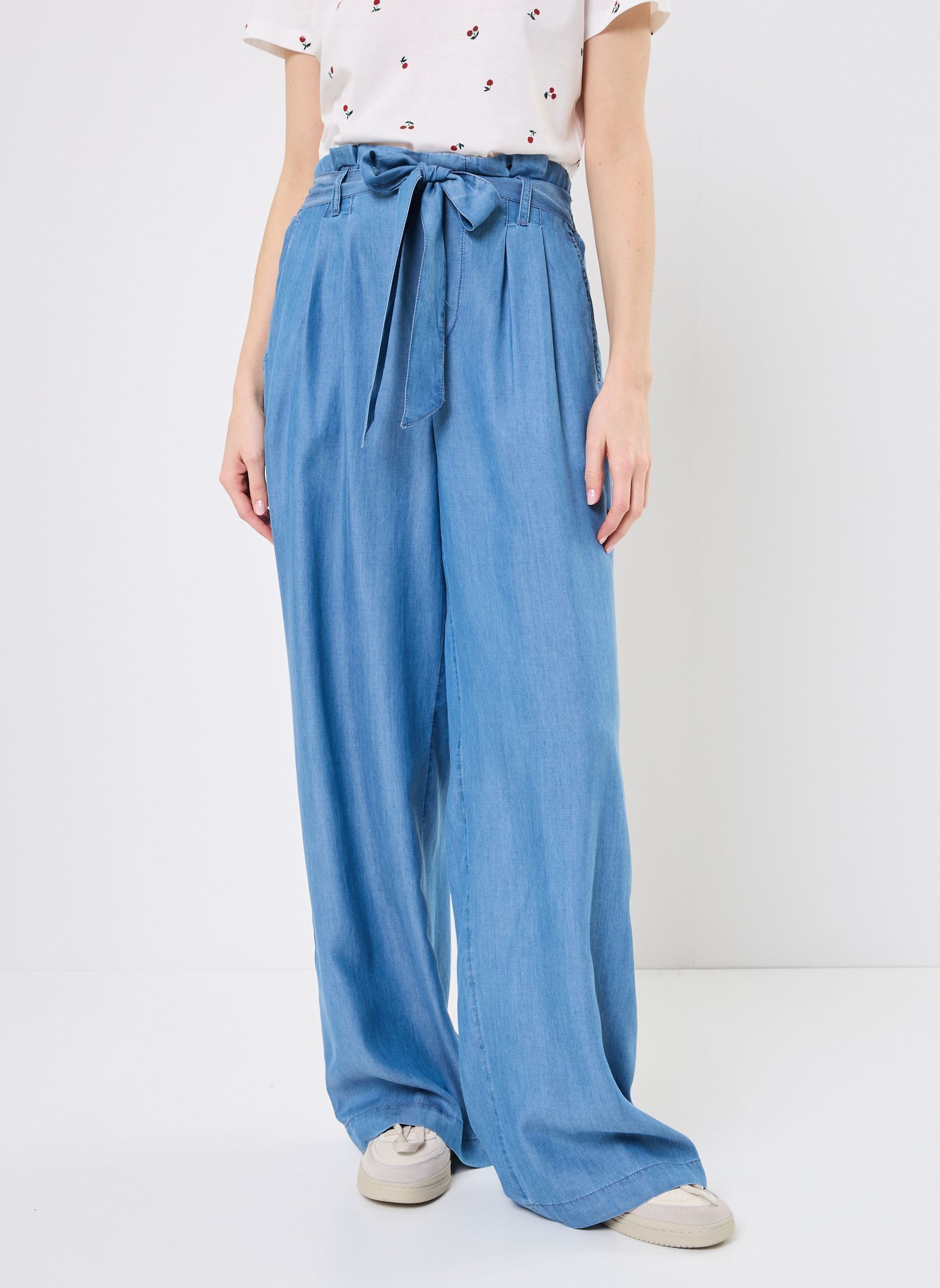 Wijde broeken PANTALON-TENCEL dames blauw MADE BY Wijde broeken PANTALON-TENCEL dames blauw DENIM DOUBLE STONE