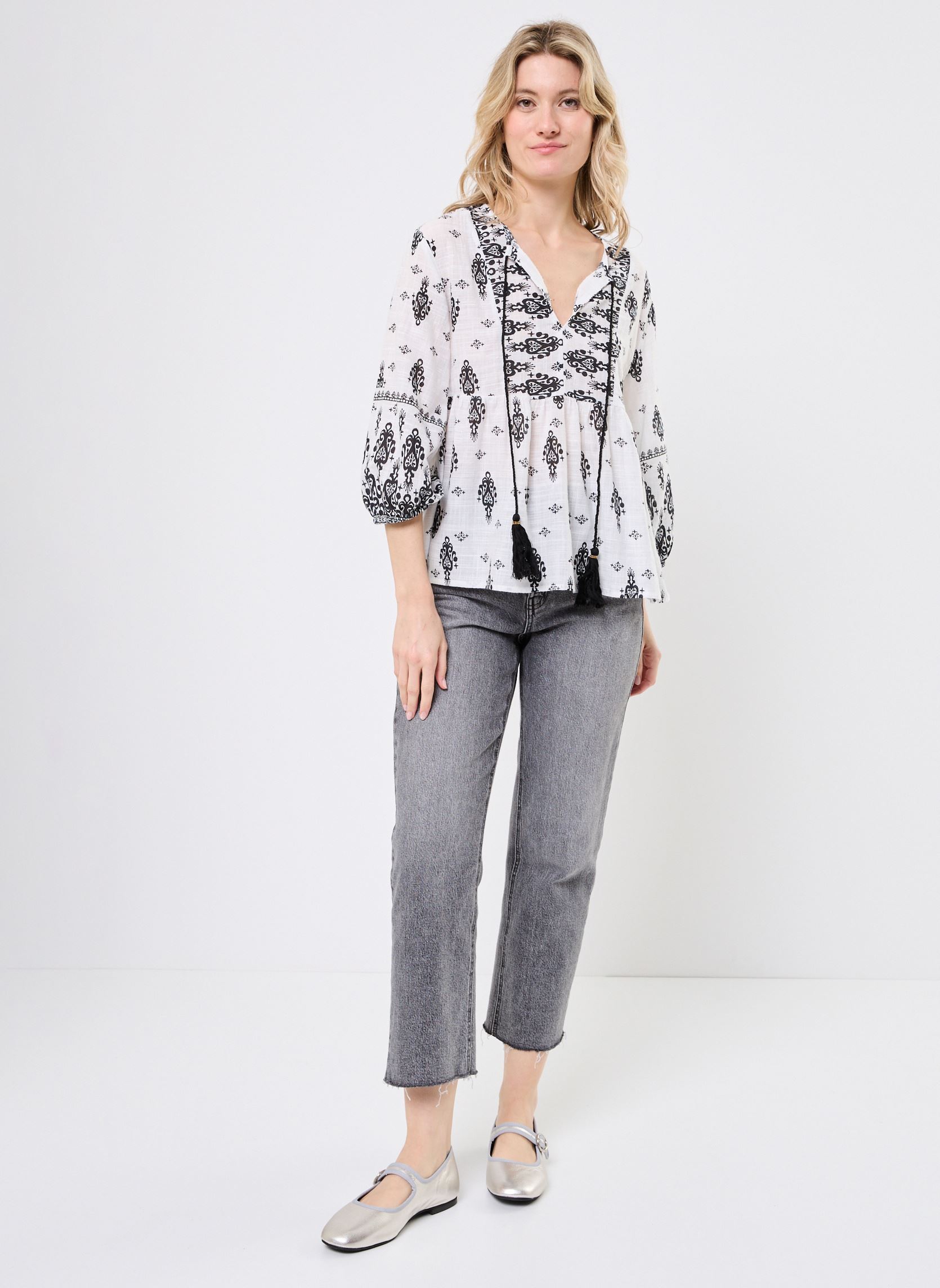 Blouses manches longues CHEMISE FOLK femme blanc MADE BY Blouses manches longues CHEMISE FOLK femme blanc IMP_GRAND ETHNIC_ECRU