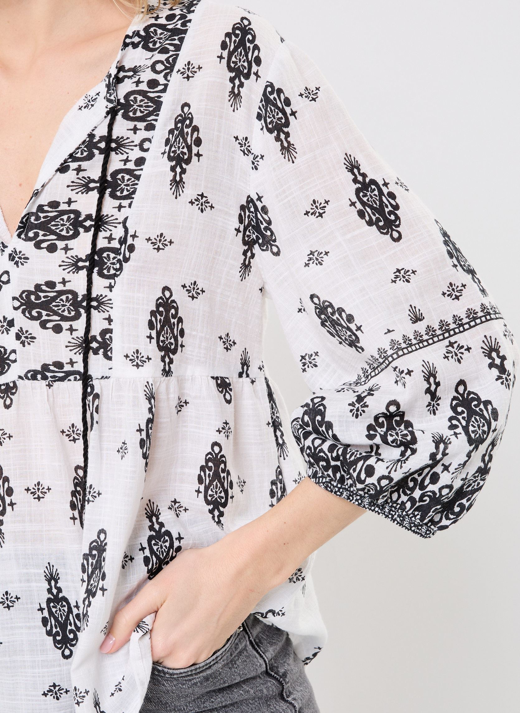 Blouses manches longues CHEMISE FOLK femme blanc MADE BY Blouses manches longues CHEMISE FOLK femme blanc IMP_GRAND ETHNIC_ECRU