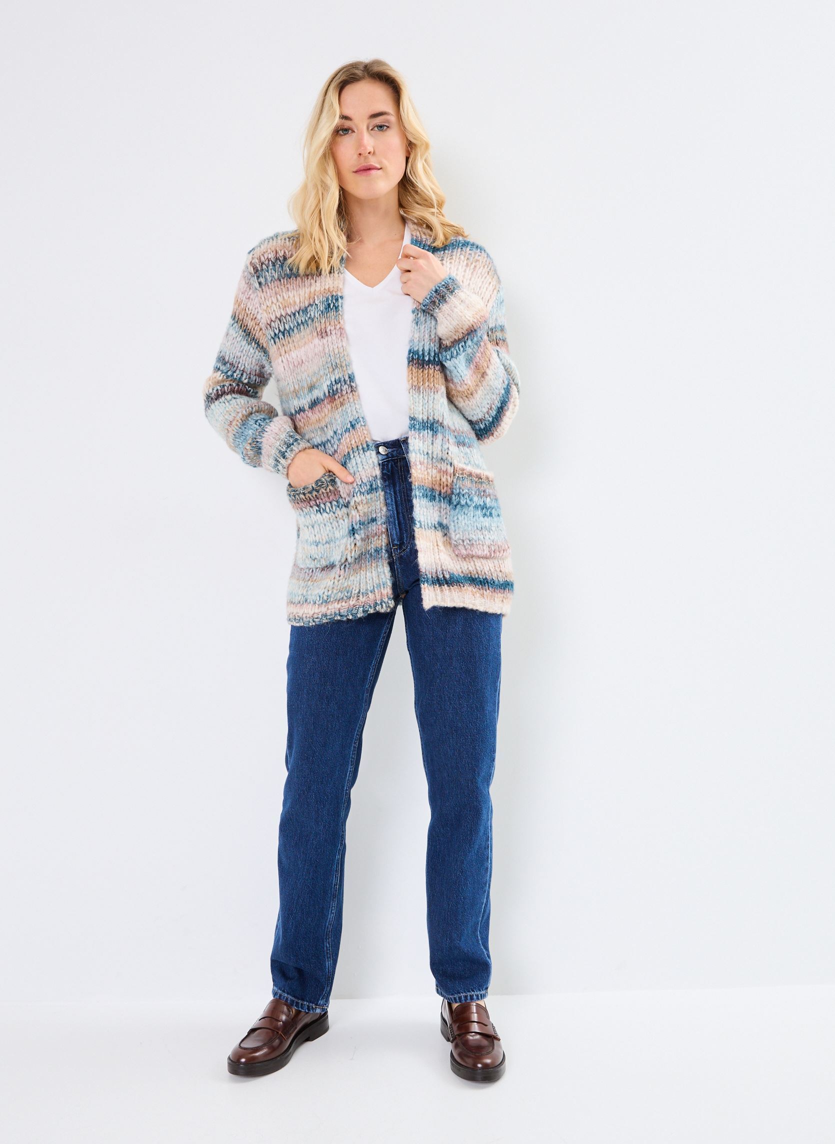 Gilets LADIES KNITTED CARDIGAN LA1413CN femme bleu Molly Bracken Gilets LADIES KNITTED CARDIGAN LA1413CN femme bleu DUCK BLUE