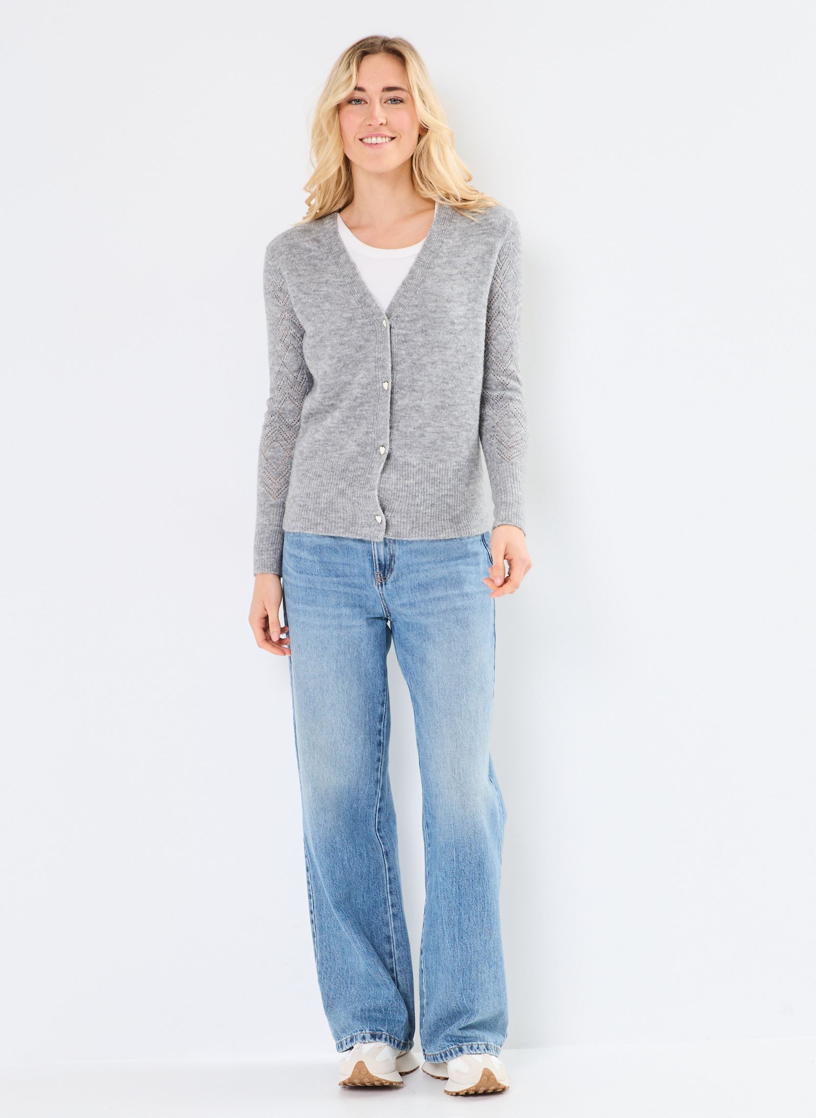 Gilets LADIES KNITTED CARDIGAN LA1423CN femme gris Molly Bracken Gilets LADIES KNITTED CARDIGAN LA1423CN femme gris GREY