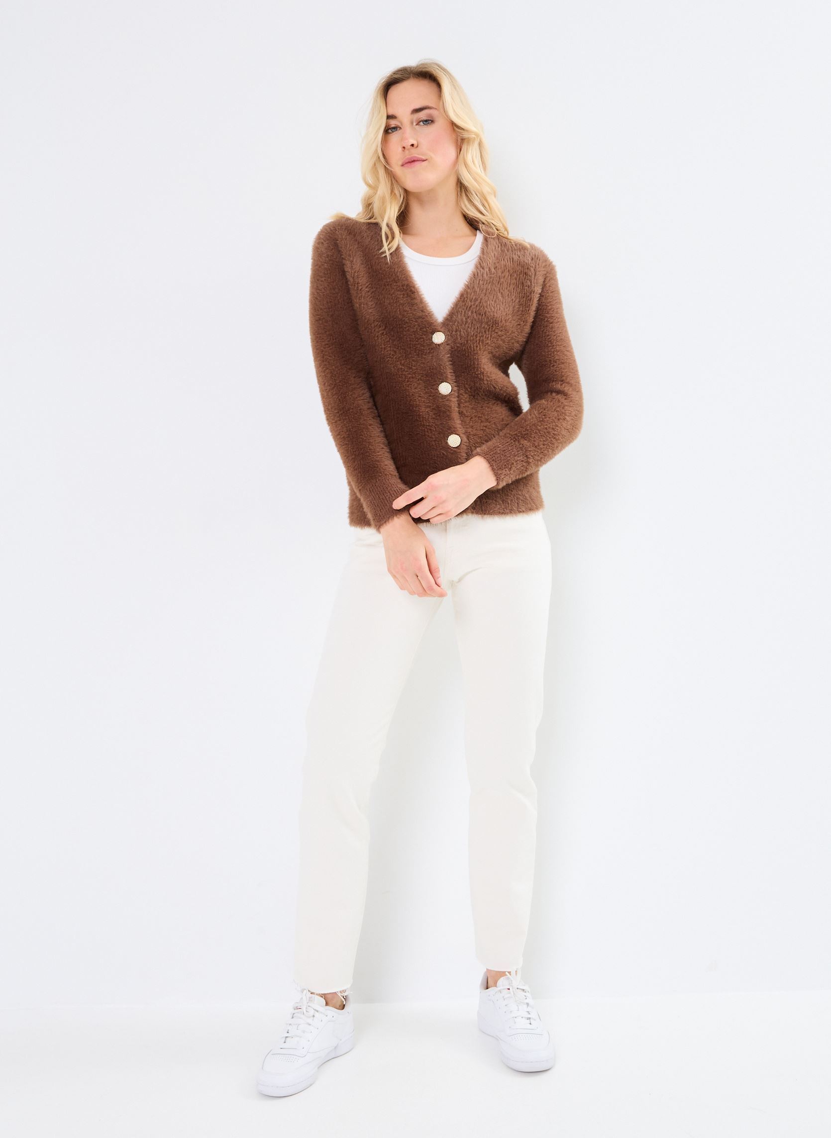 Gilet LADIES KNITTED CARDIGAN T1658CH donna marrone Molly Bracken Gilet LADIES KNITTED CARDIGAN T1658CH donna marrone BROWN