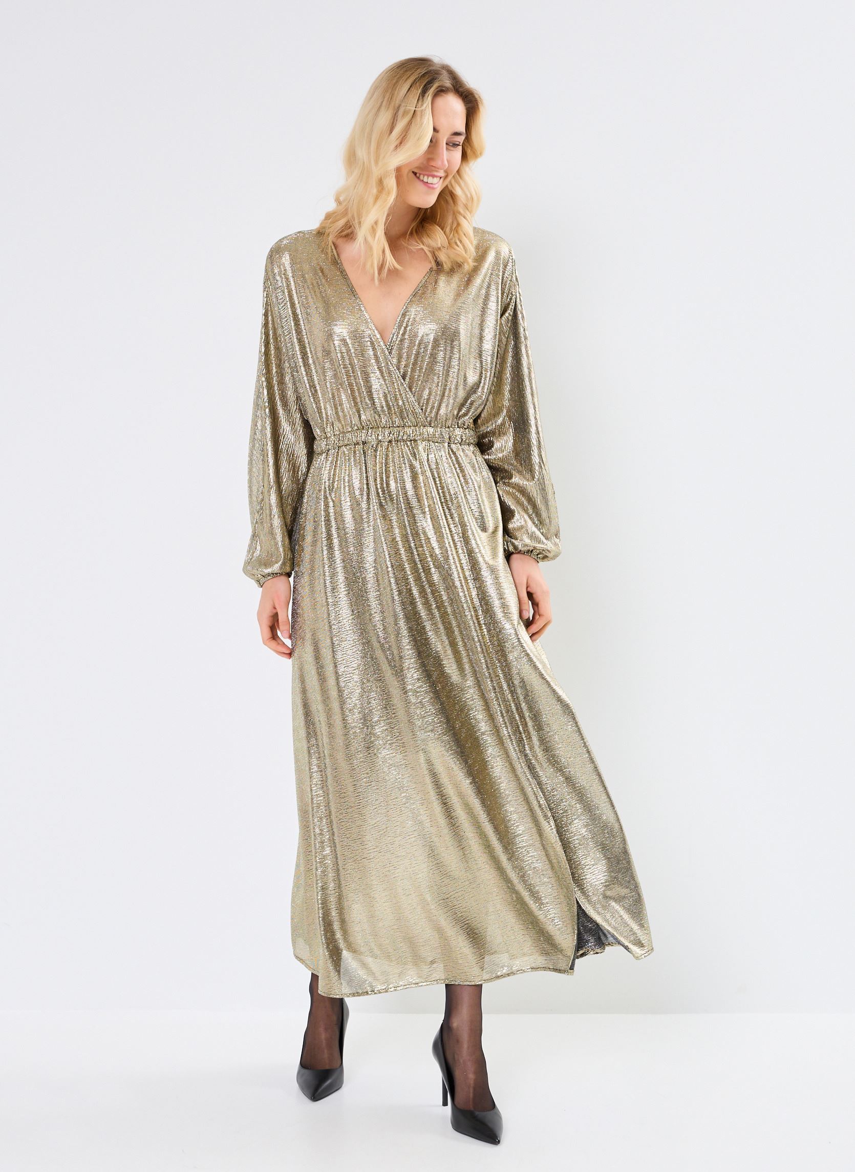 Robes longues LADIES KNITTED DRESS GW03CH femme or et bronze Molly Bracken Robes longues LADIES KNITTED DRESS GW03CH femme or et bronze GOLD