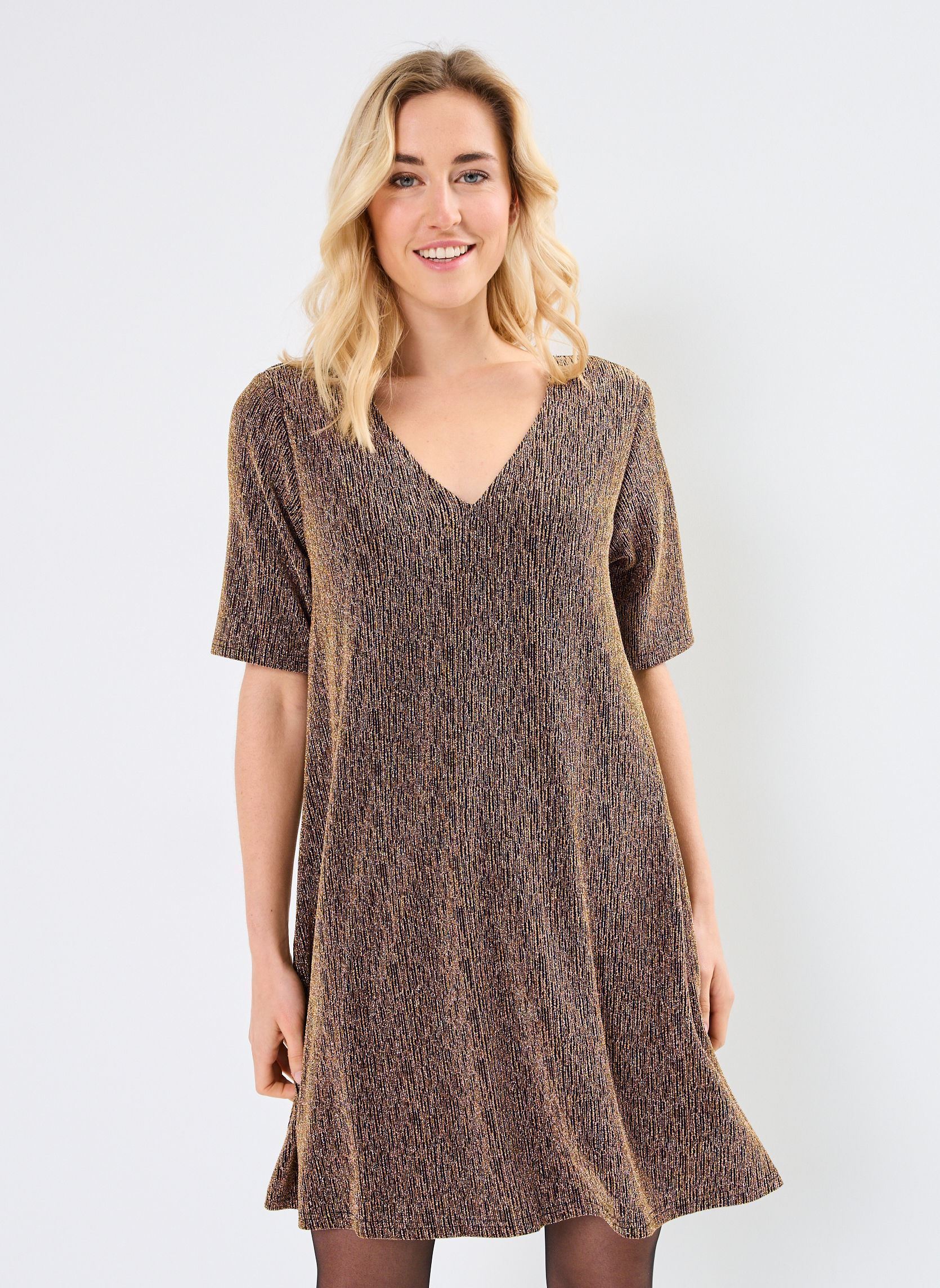 Robes LADIES KNITTED DRESS MW118CH femme or et bronze Molly Bracken Robes LADIES KNITTED DRESS MW118CH femme or et bronze GOLD