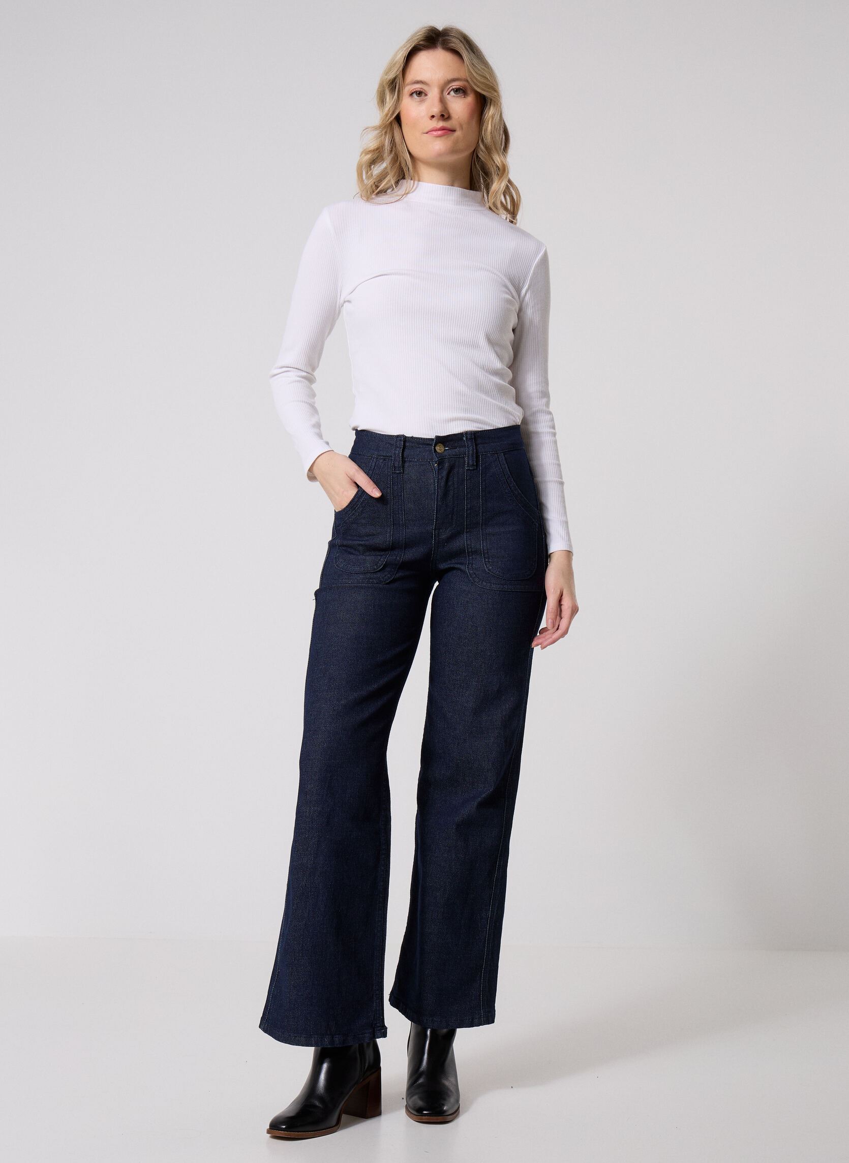Jeans large LADIES WOVEN PANTS ER137CH femme bleu Molly Bracken Jeans large LADIES WOVEN PANTS ER137CH femme bleu Brut Denim