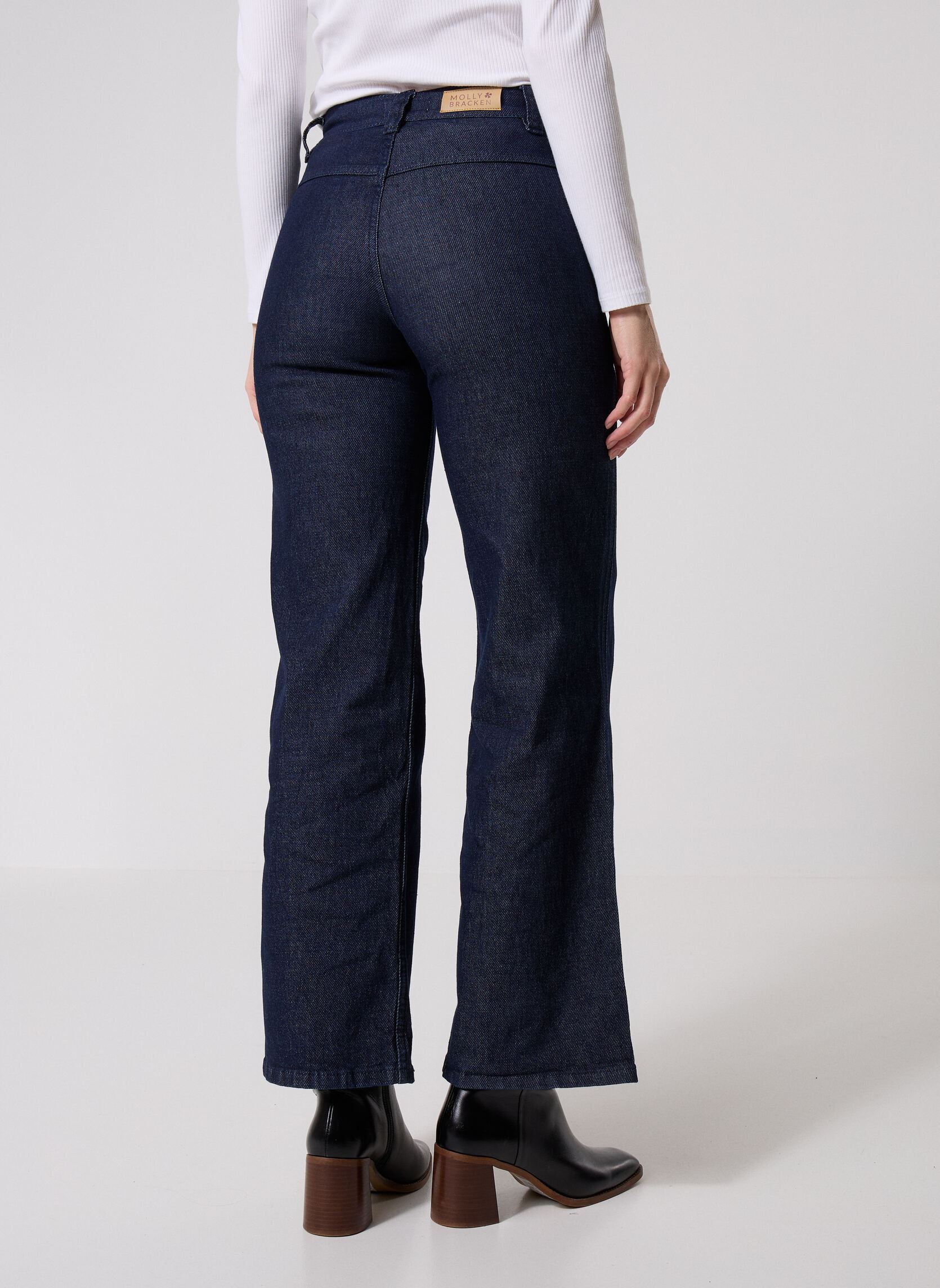 Jeans large LADIES WOVEN PANTS ER137CH femme bleu Molly Bracken Jeans large LADIES WOVEN PANTS ER137CH femme bleu Brut Denim