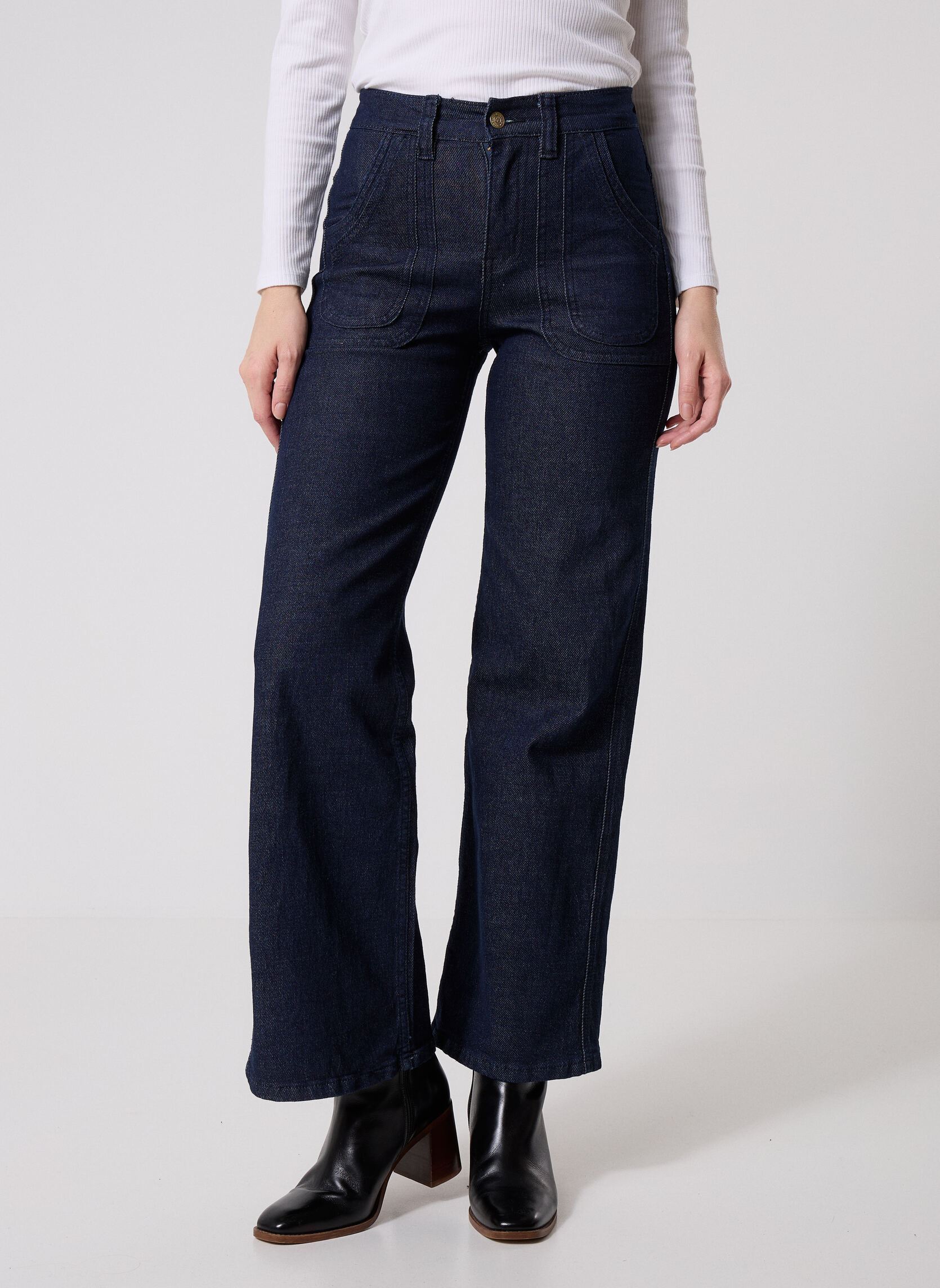 Jeans large LADIES WOVEN PANTS ER137CH femme bleu Molly Bracken Jeans large LADIES WOVEN PANTS ER137CH femme bleu Brut Denim