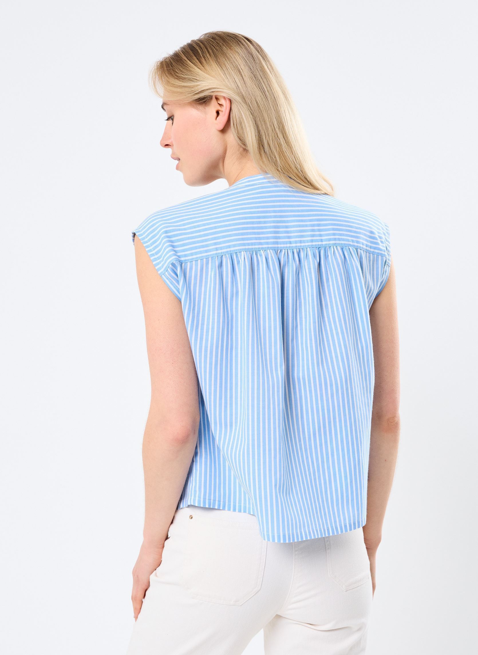 Chemises et blouses CIARA rayé femme bleu Georgia Rose Chemises et blouses CIARA rayé femme bleu IMP_RAYURE FINE BLANC_BLEU