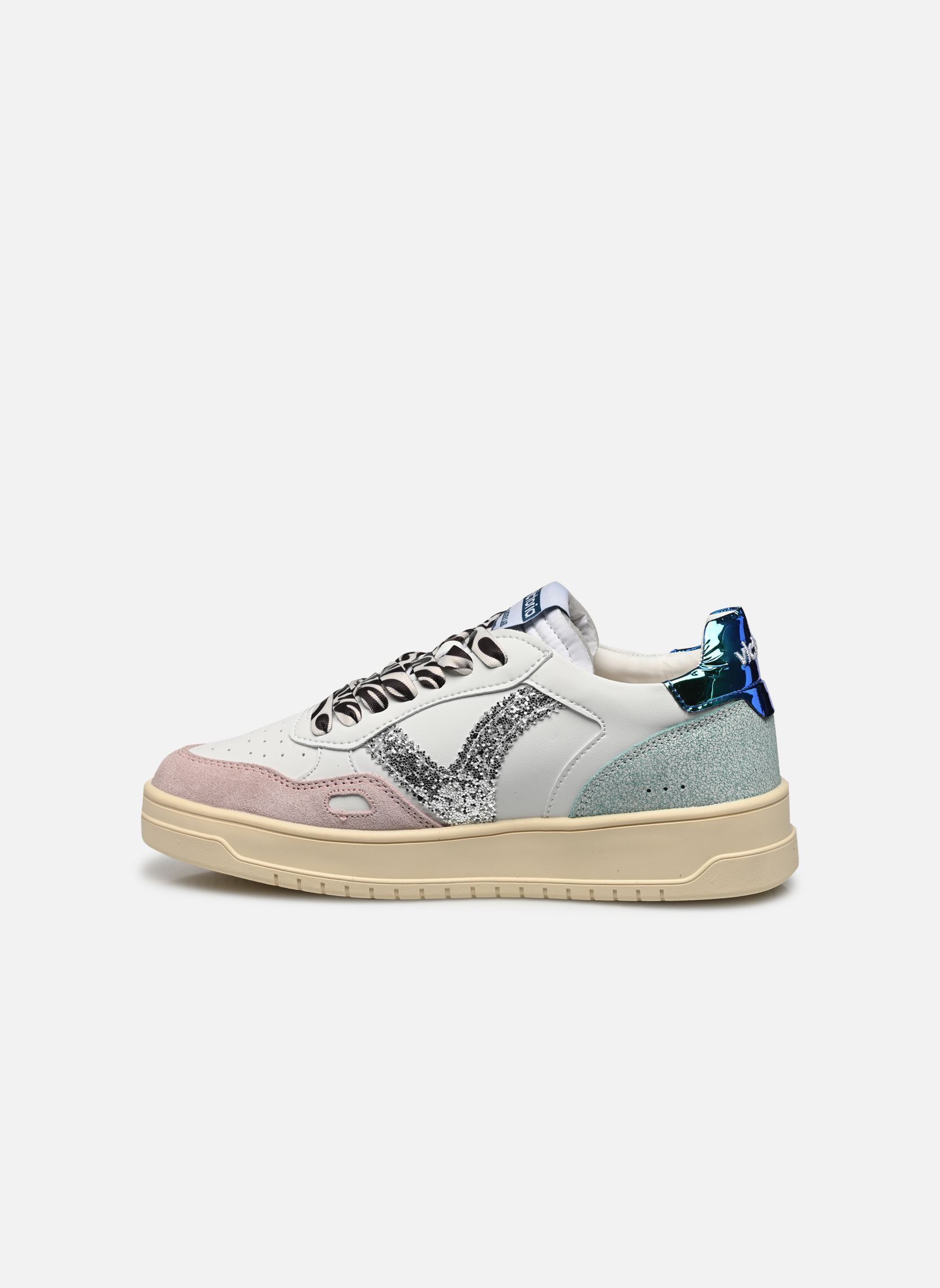 Baskets Seúl Efecto Piel, Serraje & Glitter femme blanc Victoria Baskets Seúl Efecto Piel, Serraje & Glitter femme blanc Rosa