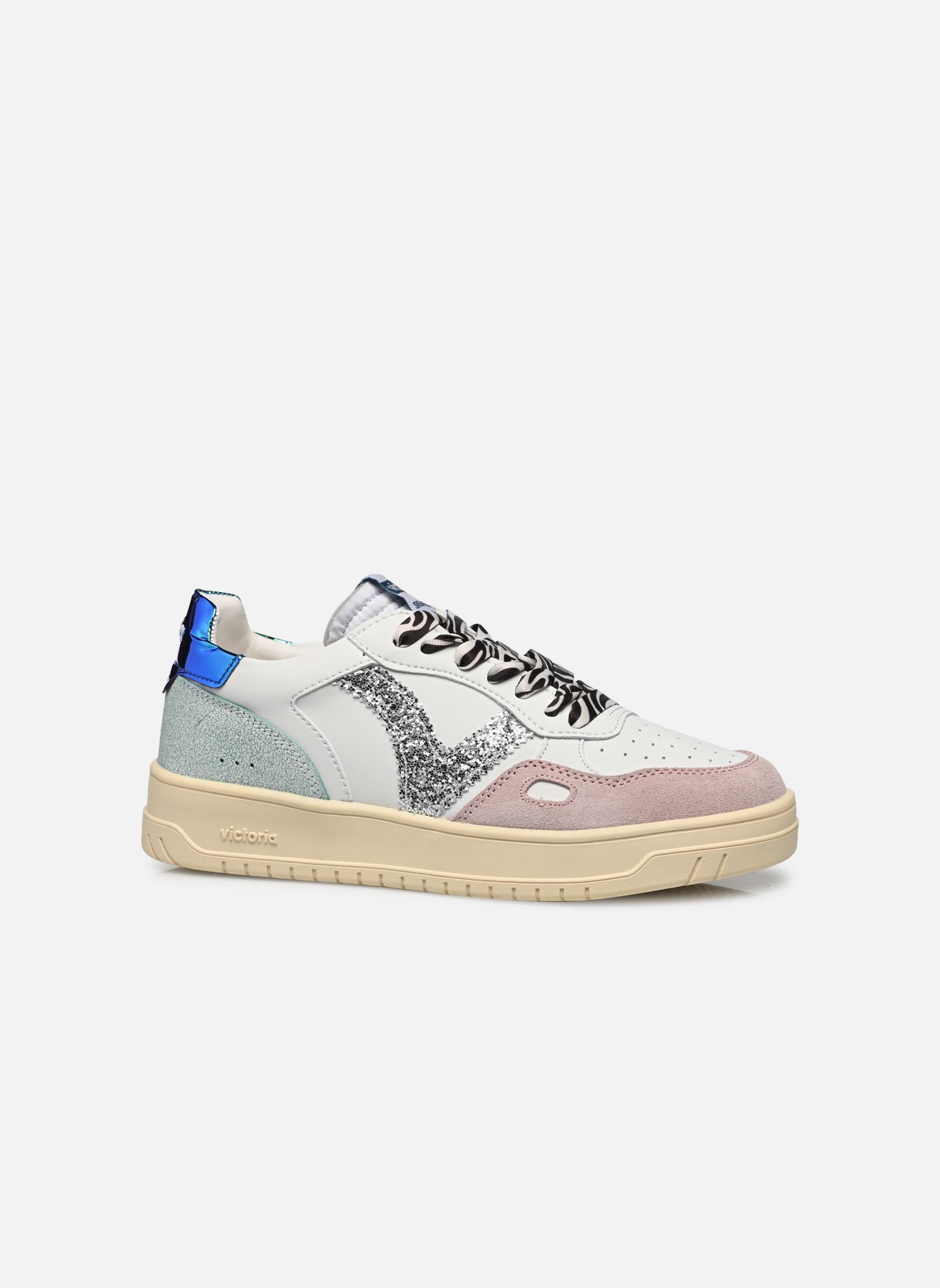 Baskets Seúl Efecto Piel, Serraje & Glitter femme blanc Victoria Baskets Seúl Efecto Piel, Serraje & Glitter femme blanc Rosa