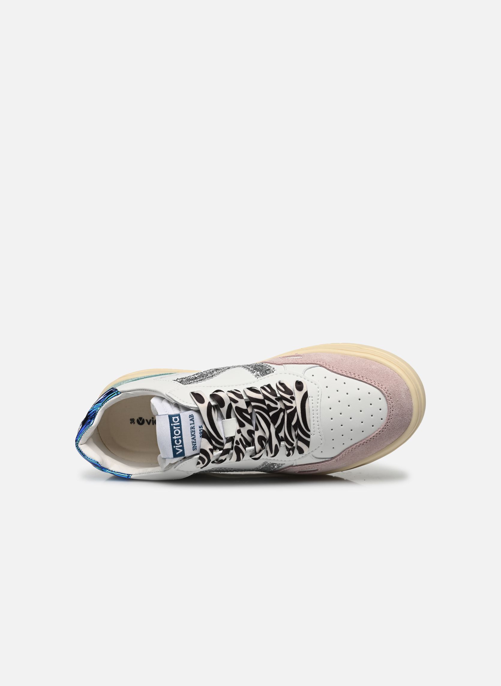 Baskets Seúl Efecto Piel, Serraje & Glitter femme blanc Victoria Baskets Seúl Efecto Piel, Serraje & Glitter femme blanc Rosa