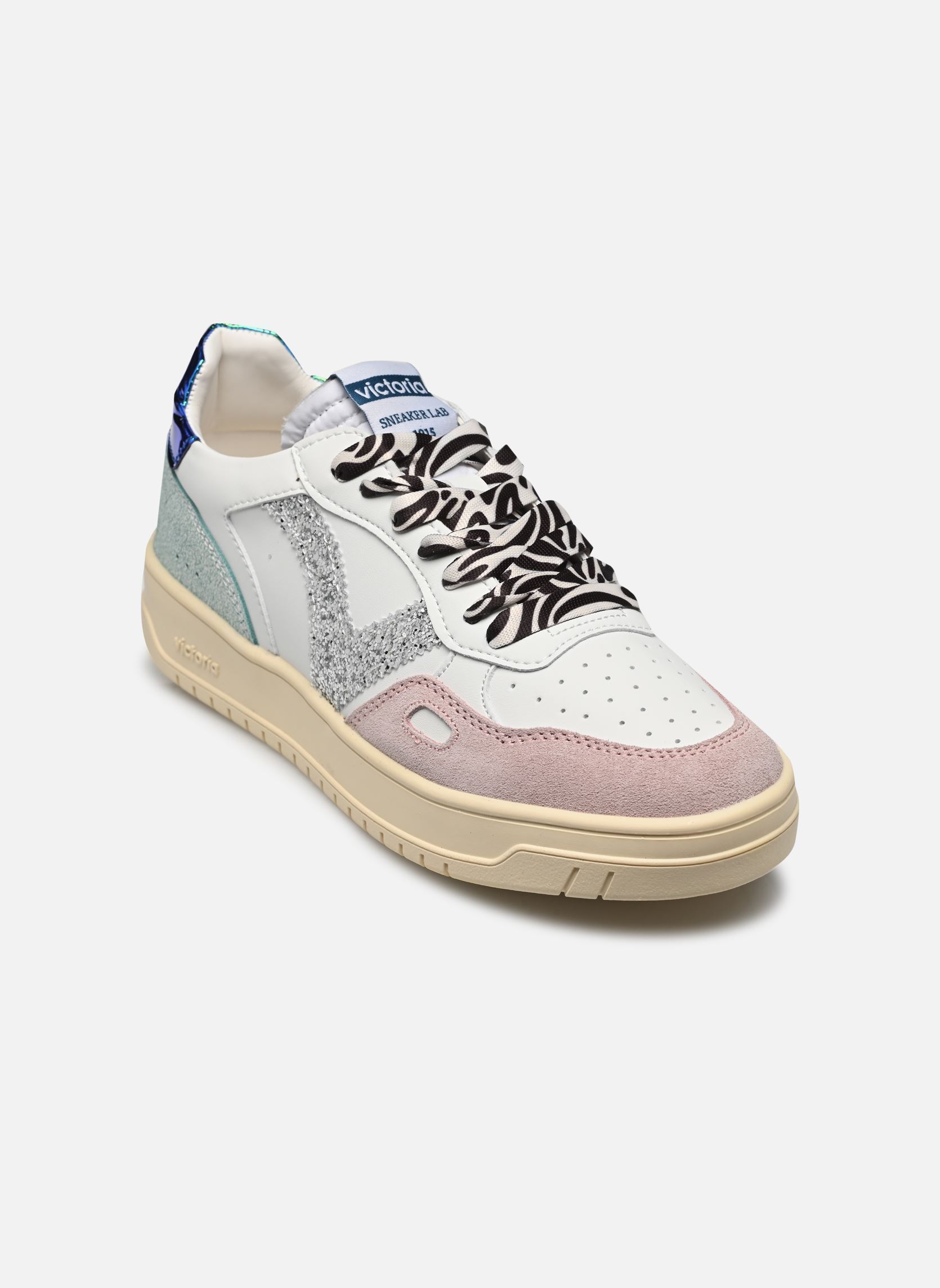 Baskets Seúl Efecto Piel, Serraje & Glitter femme blanc Victoria Baskets Seúl Efecto Piel, Serraje & Glitter femme blanc Rosa