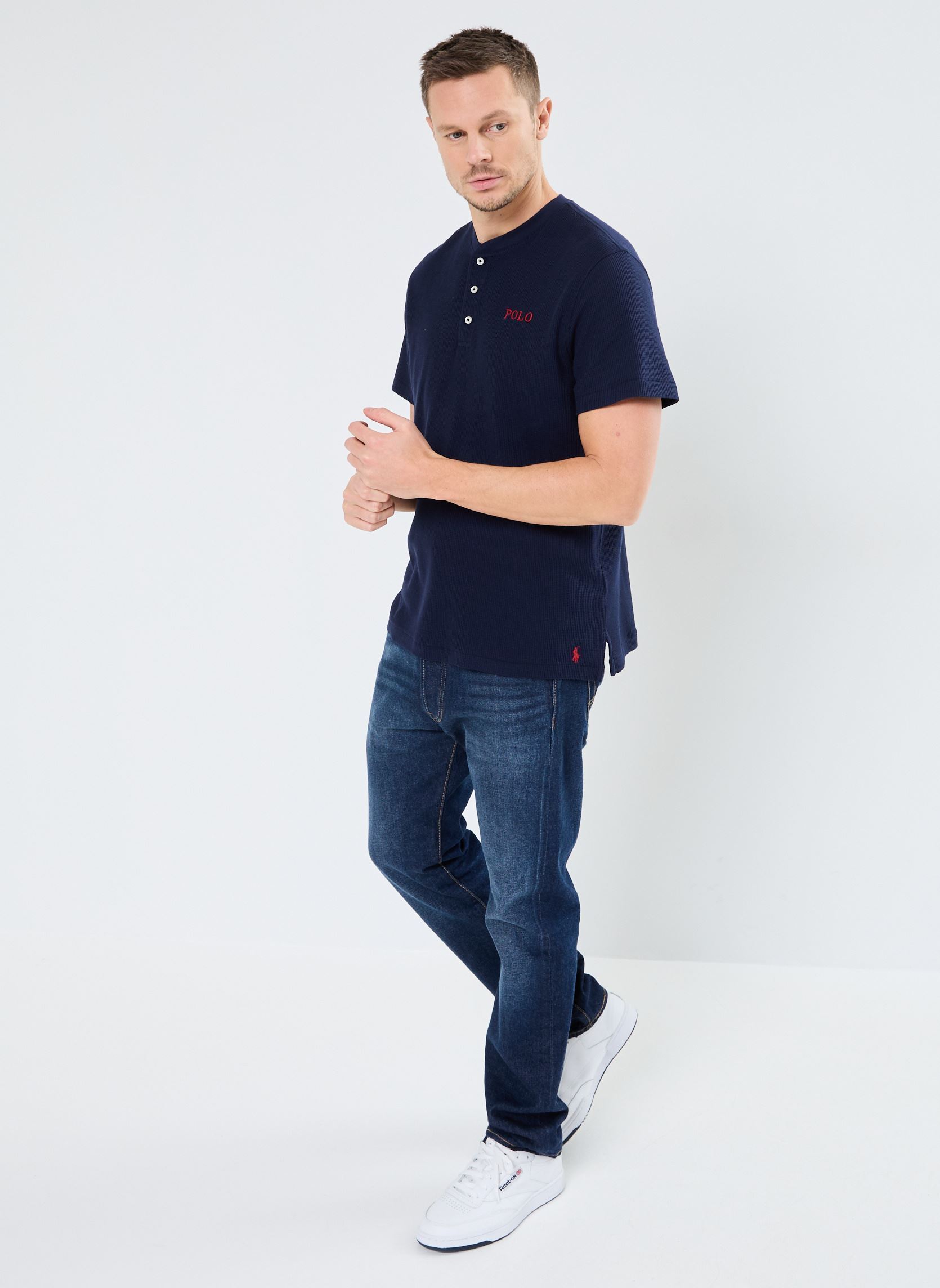 Camisa Waffle Henley De Manga Corta Para Hombre Foreign Trad | Meses