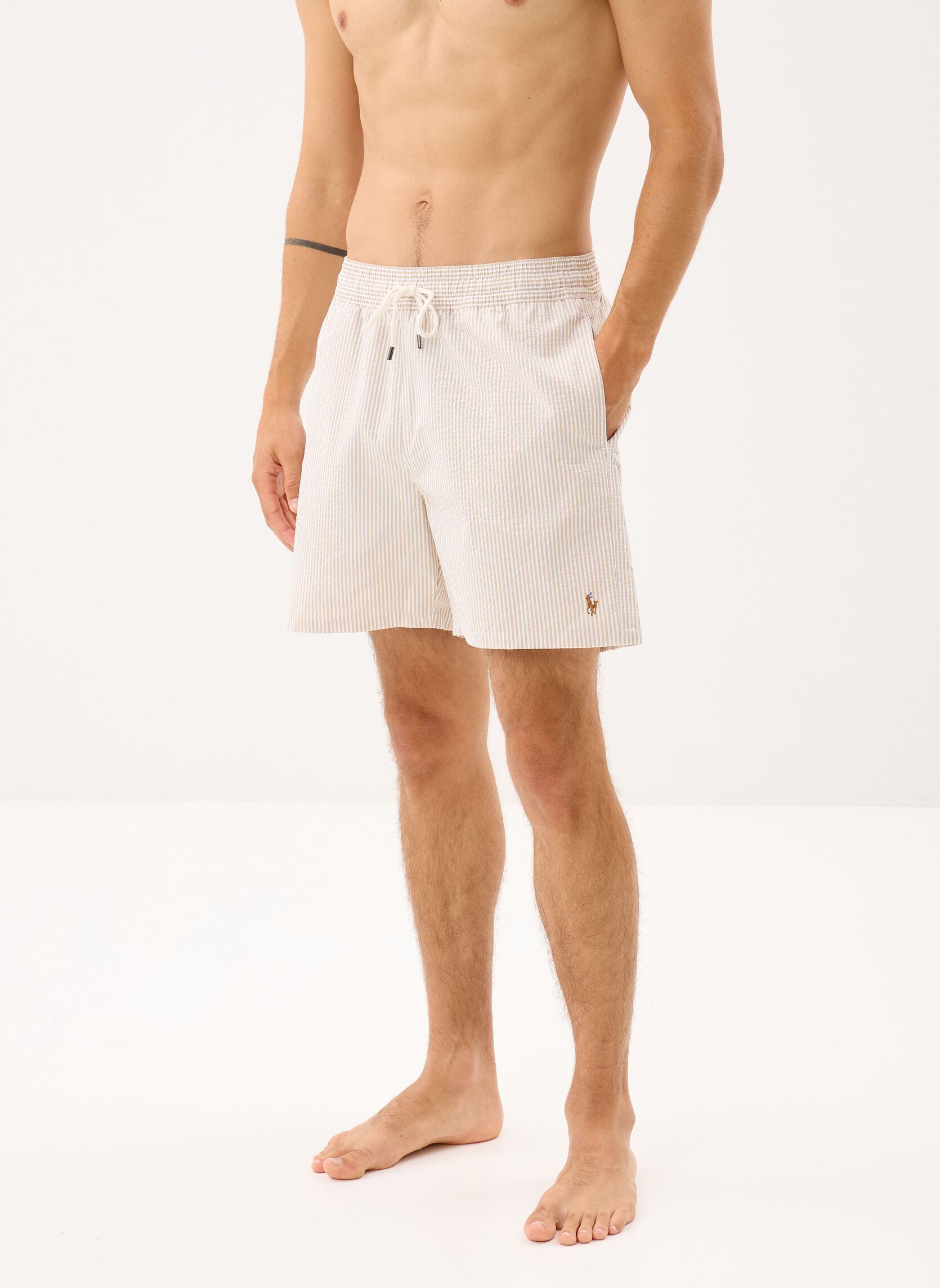 Shorts Traveler-Mid-Trunk 710957784 heren beige Polo Ralph Lauren Shorts Traveler-Mid-Trunk 710957784 heren beige COASTAL BEIGE SEERSUCKER