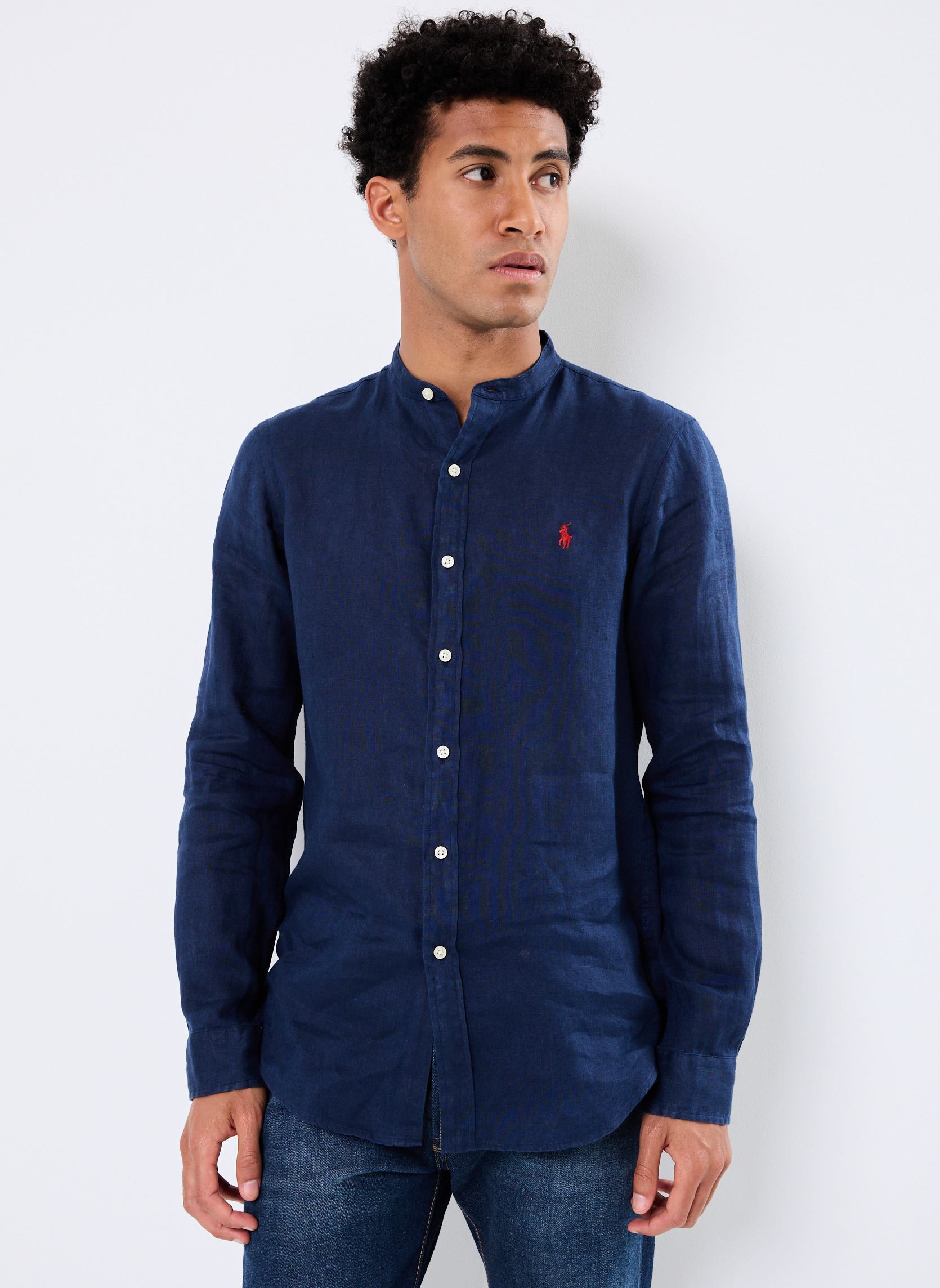 Chemise Polo Ralph Lauren CHEMISE AJUSTEE SLIM FIT EN LIN COL MAO EU - vue 4