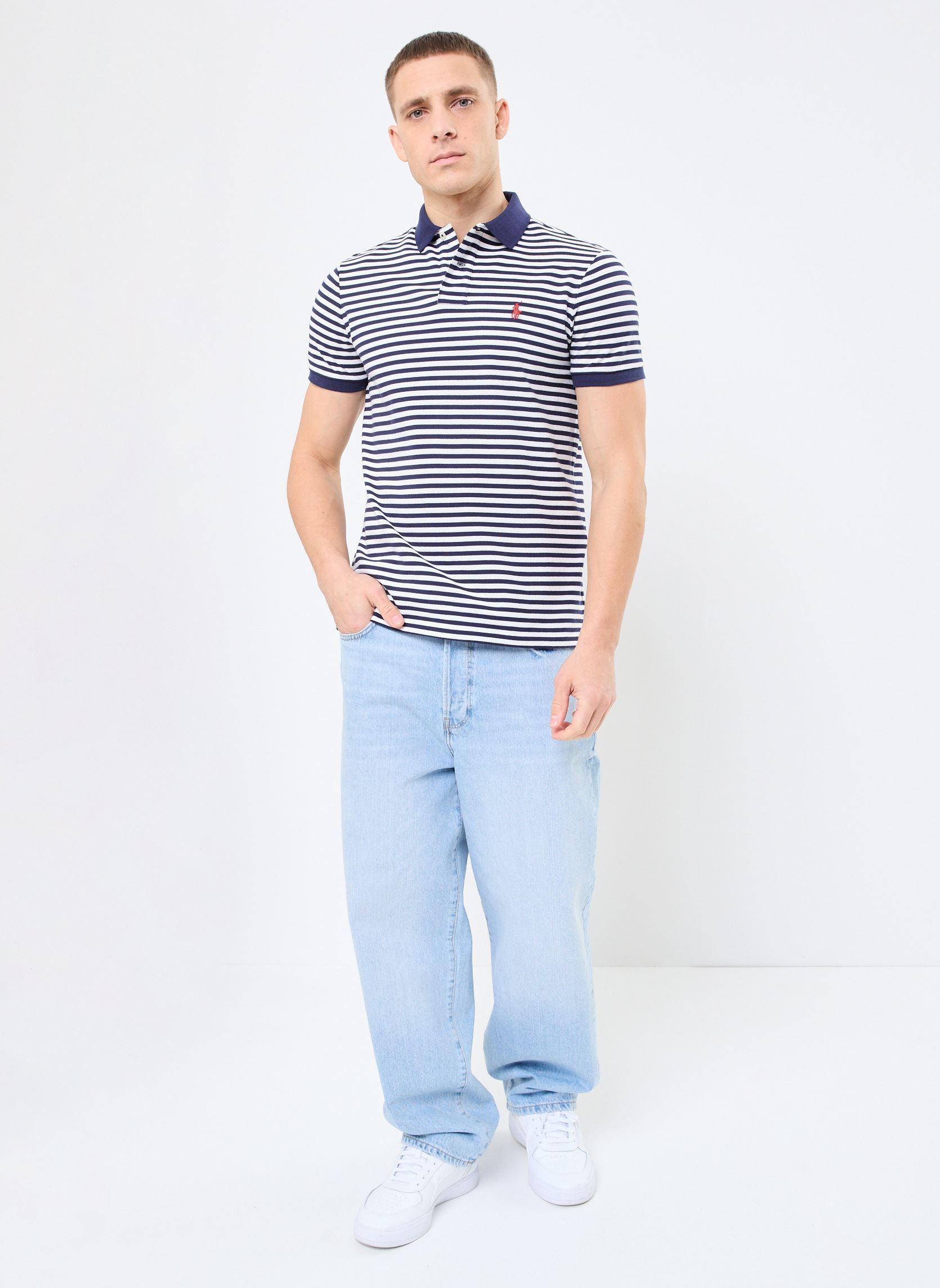 Polo's Sskccmslm10-Short Sleeve-Polo Shirt heren wit Polo Ralph Lauren Polo's Sskccmslm10-Short Sleeve-Polo Shirt heren wit DECKWASH WHITE/NEWPORT NAVY