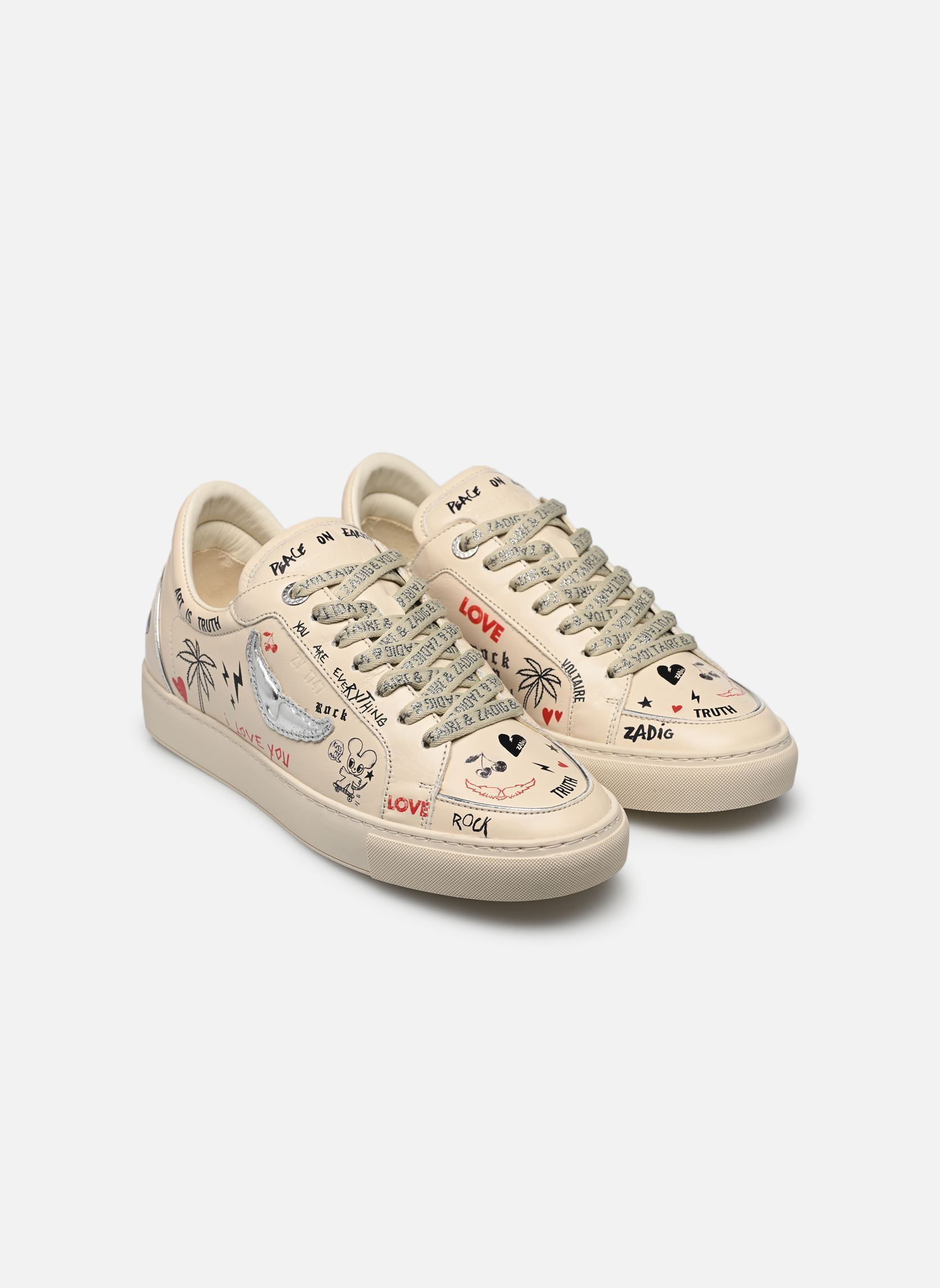 Baskets basses Fly On Love Tag femme beige Zadig & Voltaire Baskets basses Fly On Love Tag femme beige Silver