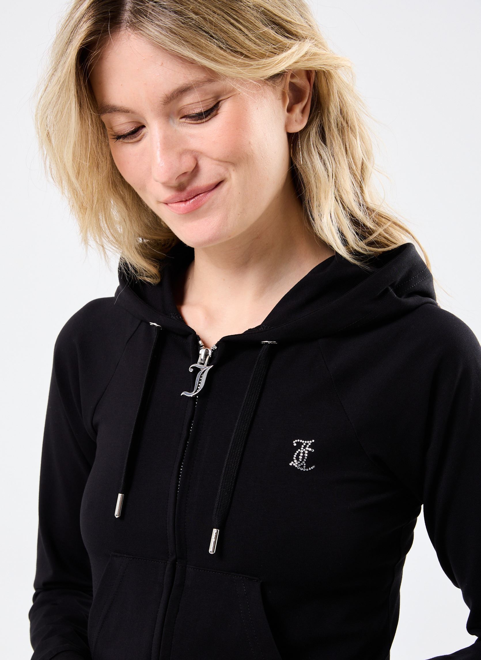 Vestes de survêtement Single Jersey Ola Hoodie femme noir JUICY COUTURE Vestes de survêtement Single Jersey Ola Hoodie femme noir BLACK