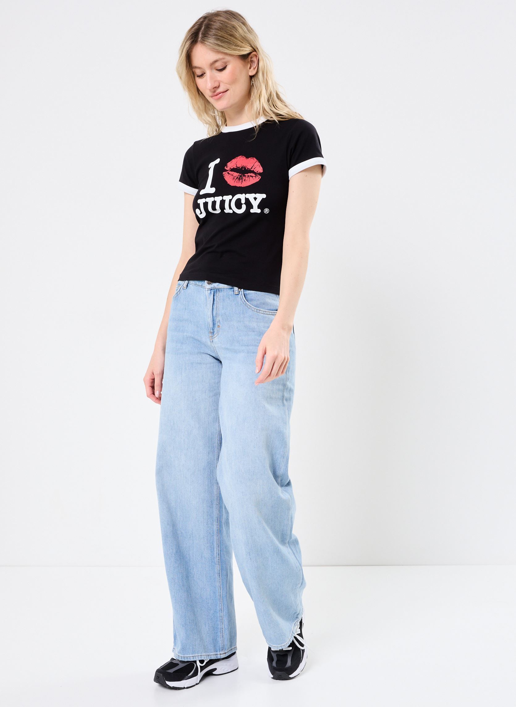Camisetas de manga corta Single Jersey flitted ringer T-shirt mujer negro JUICY COUTURE Camisetas de manga corta Single Jersey flitted ringer T-shirt mujer negro BLACK
