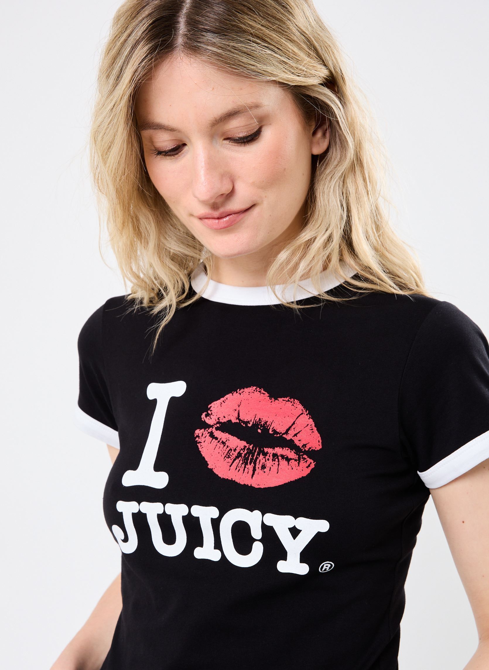 Camisetas de manga corta Single Jersey flitted ringer T-shirt mujer negro JUICY COUTURE Camisetas de manga corta Single Jersey flitted ringer T-shirt mujer negro BLACK