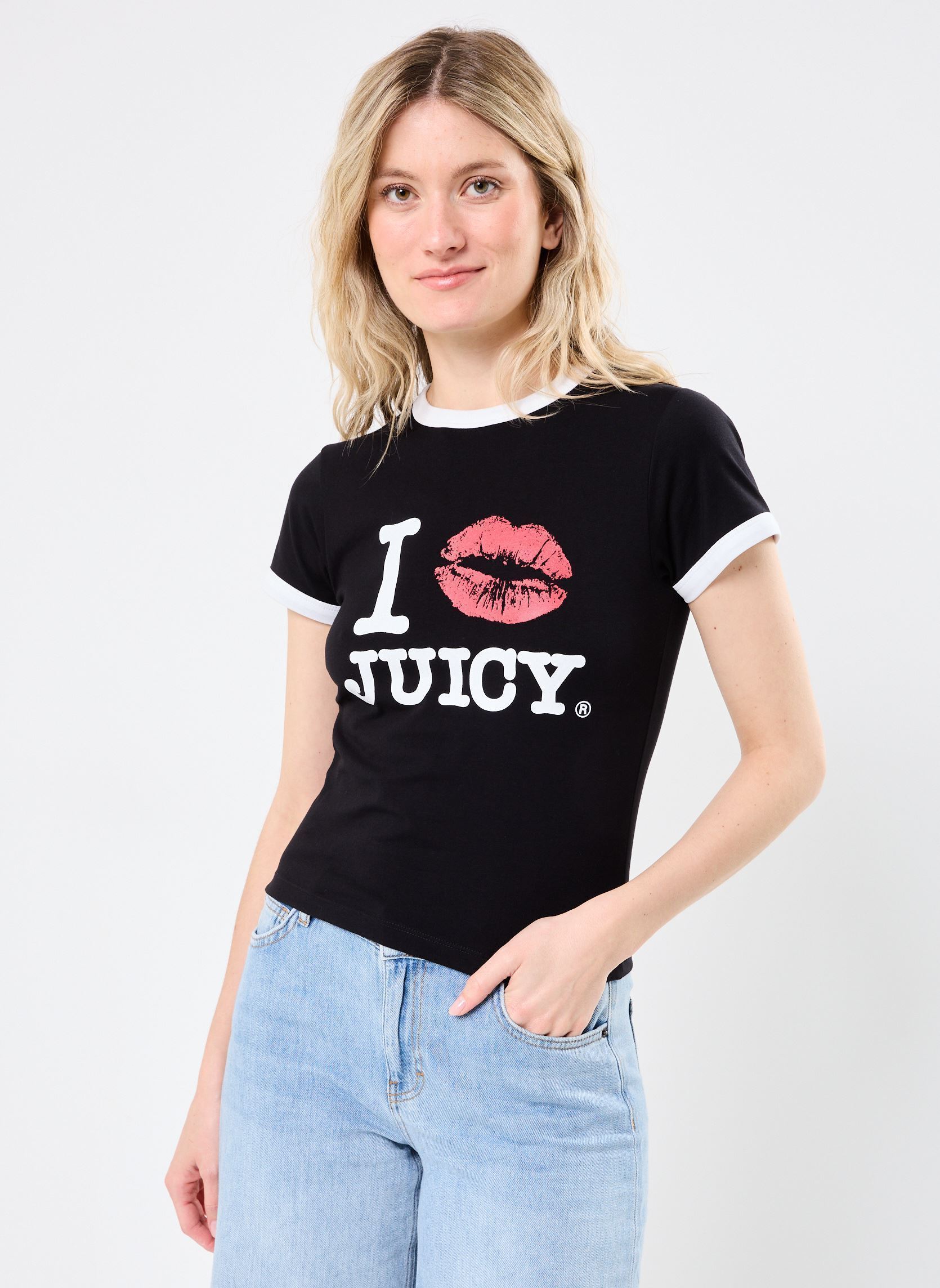 Camisetas de manga corta Single Jersey flitted ringer T-shirt mujer negro JUICY COUTURE Camisetas de manga corta Single Jersey flitted ringer T-shirt mujer negro BLACK