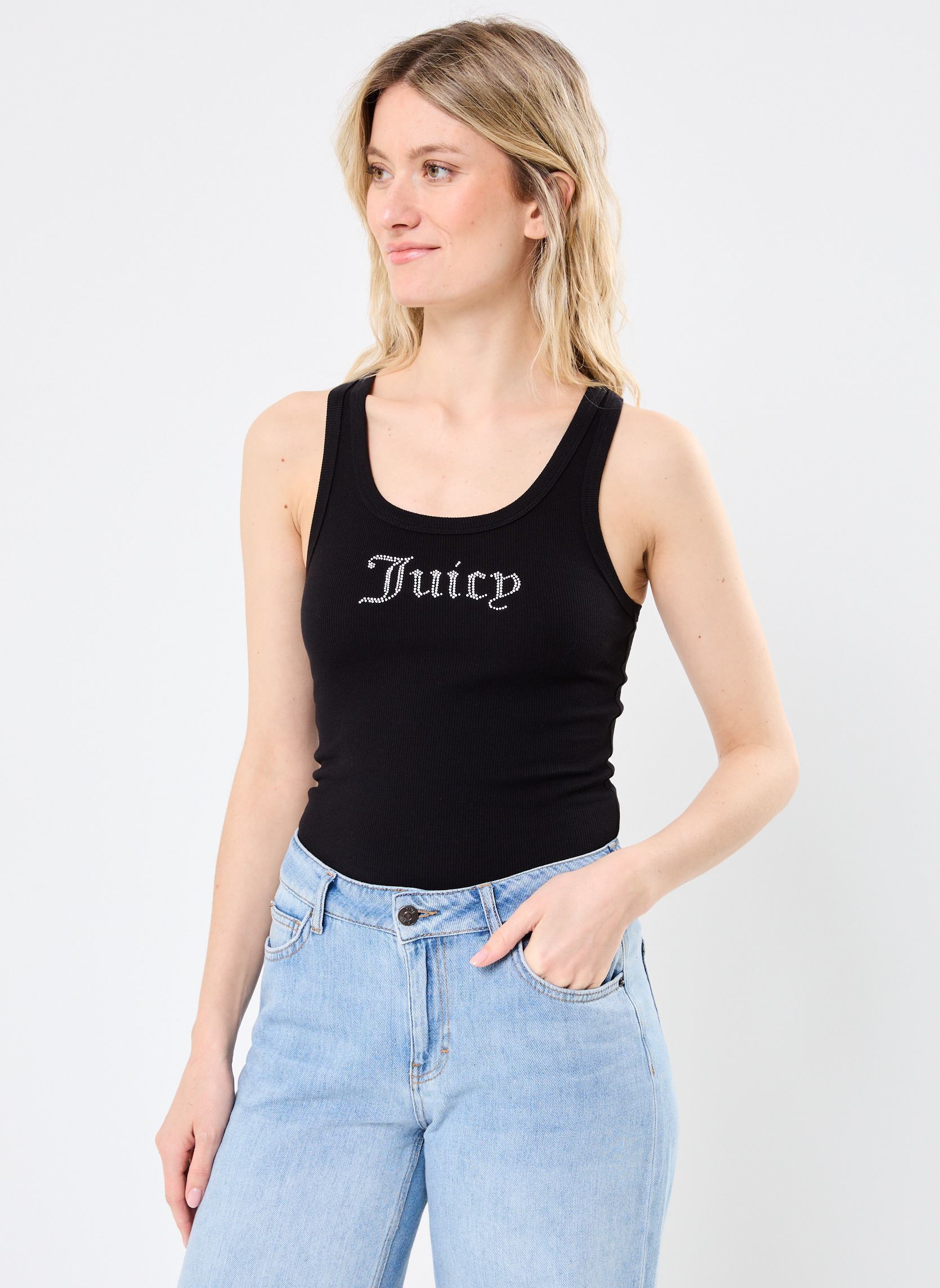 Débardeurs Rib Jersey Racer Vest top femme noir JUICY COUTURE Débardeurs Rib Jersey Racer Vest top femme noir BLACK