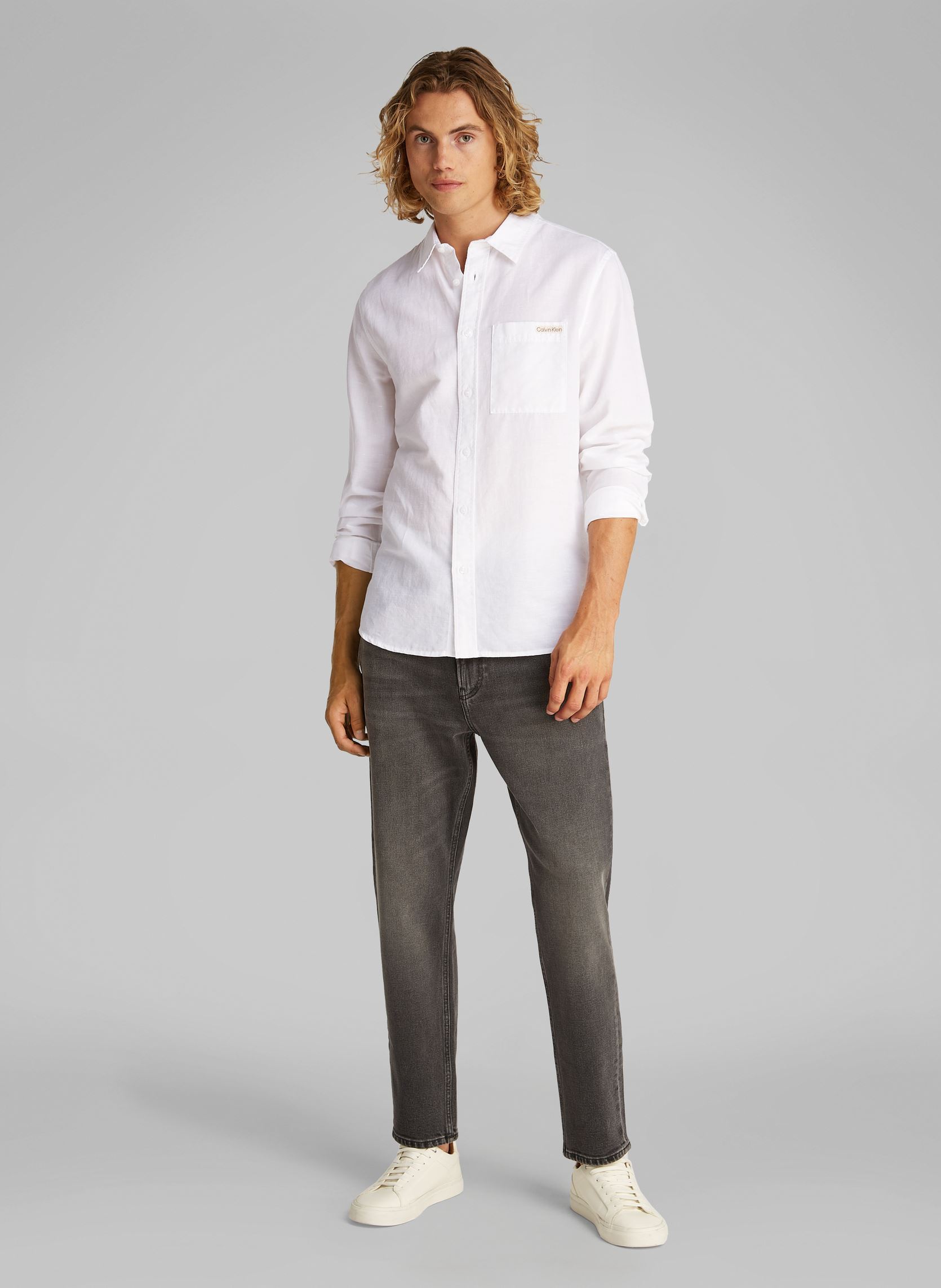 Camicie Linen Cotton Shirt J30J327295 uomo bianco Calvin Klein Jeans Camicie Linen Cotton Shirt J30J327295 uomo bianco BRIGHT WHITE