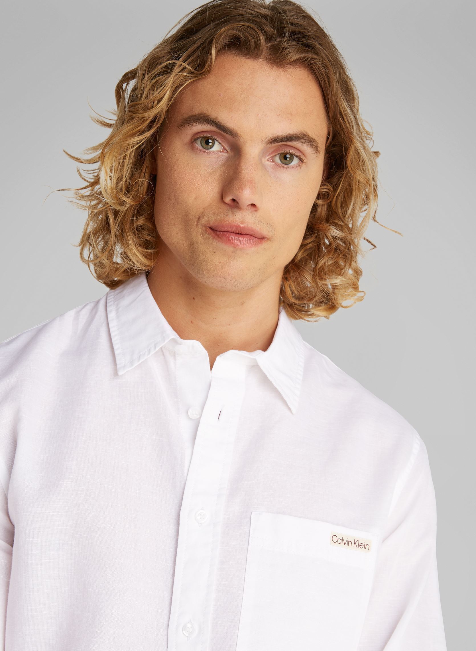Camicie Linen Cotton Shirt J30J327295 uomo bianco Calvin Klein Jeans Camicie Linen Cotton Shirt J30J327295 uomo bianco BRIGHT WHITE