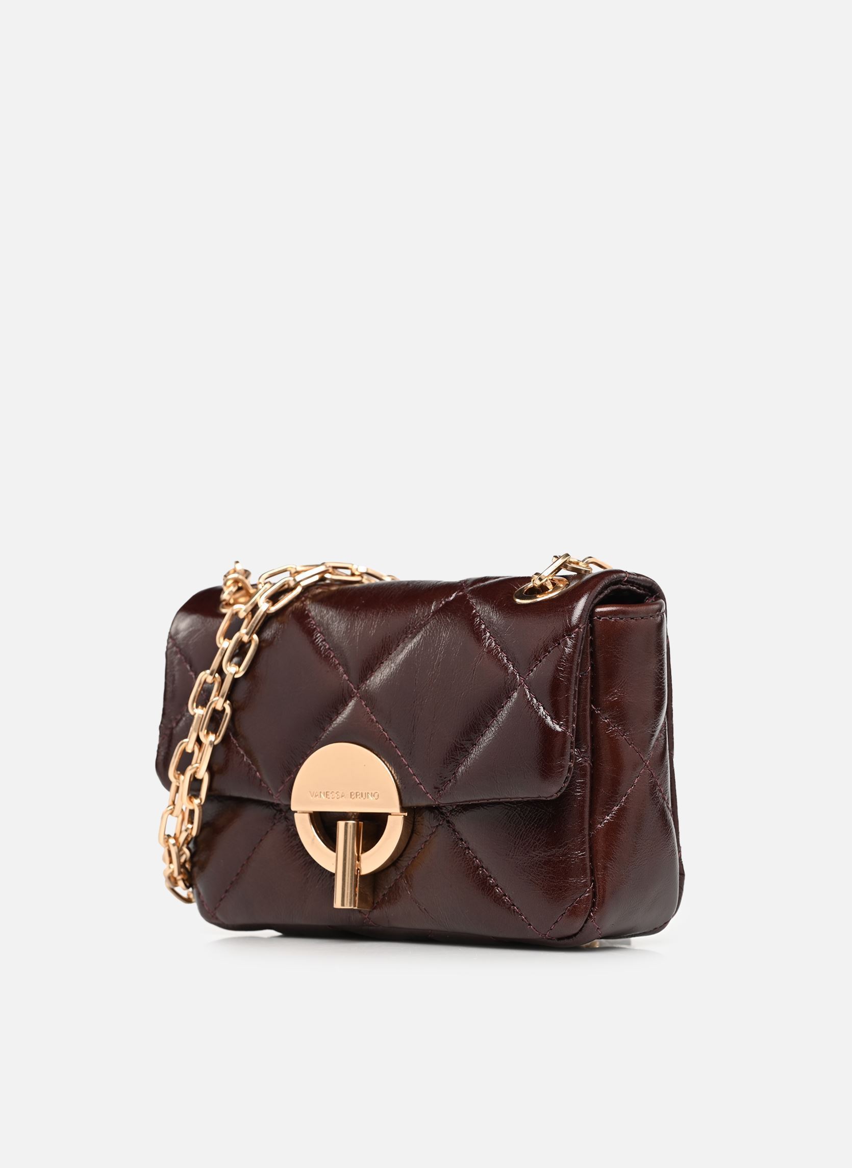 Umhängetaschen Nano moon en cuir matelassé damen braun Vanessa Bruno Umhängetaschen Nano moon en cuir matelassé damen braun CHOCOLAT