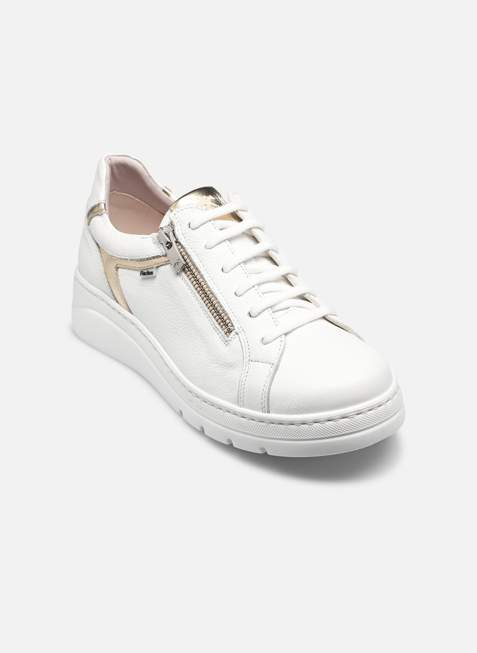 Baskets compensées POMPAS F2204 femme blanc Fluchos Baskets compensées POMPAS F2204 femme blanc INDIOS LAMINADO BLANCO PLATINO