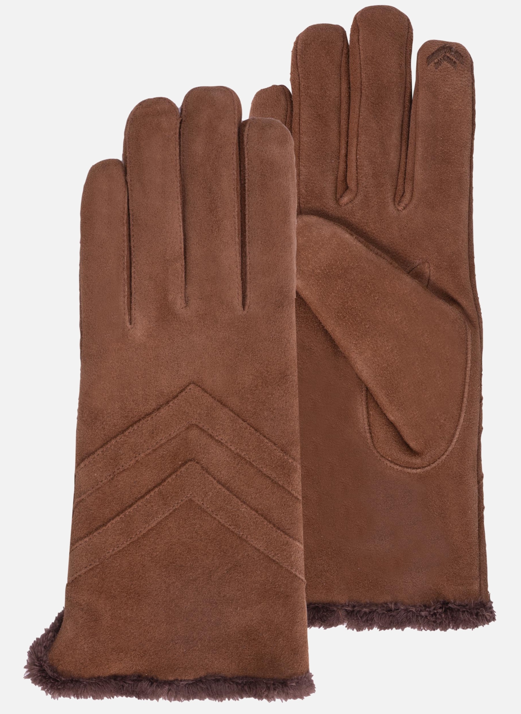 Gants Gants Femme tactiles cuir velours Marine femme marron Isotoner Gants Gants Femme tactiles cuir velours Marine femme marron Cognac