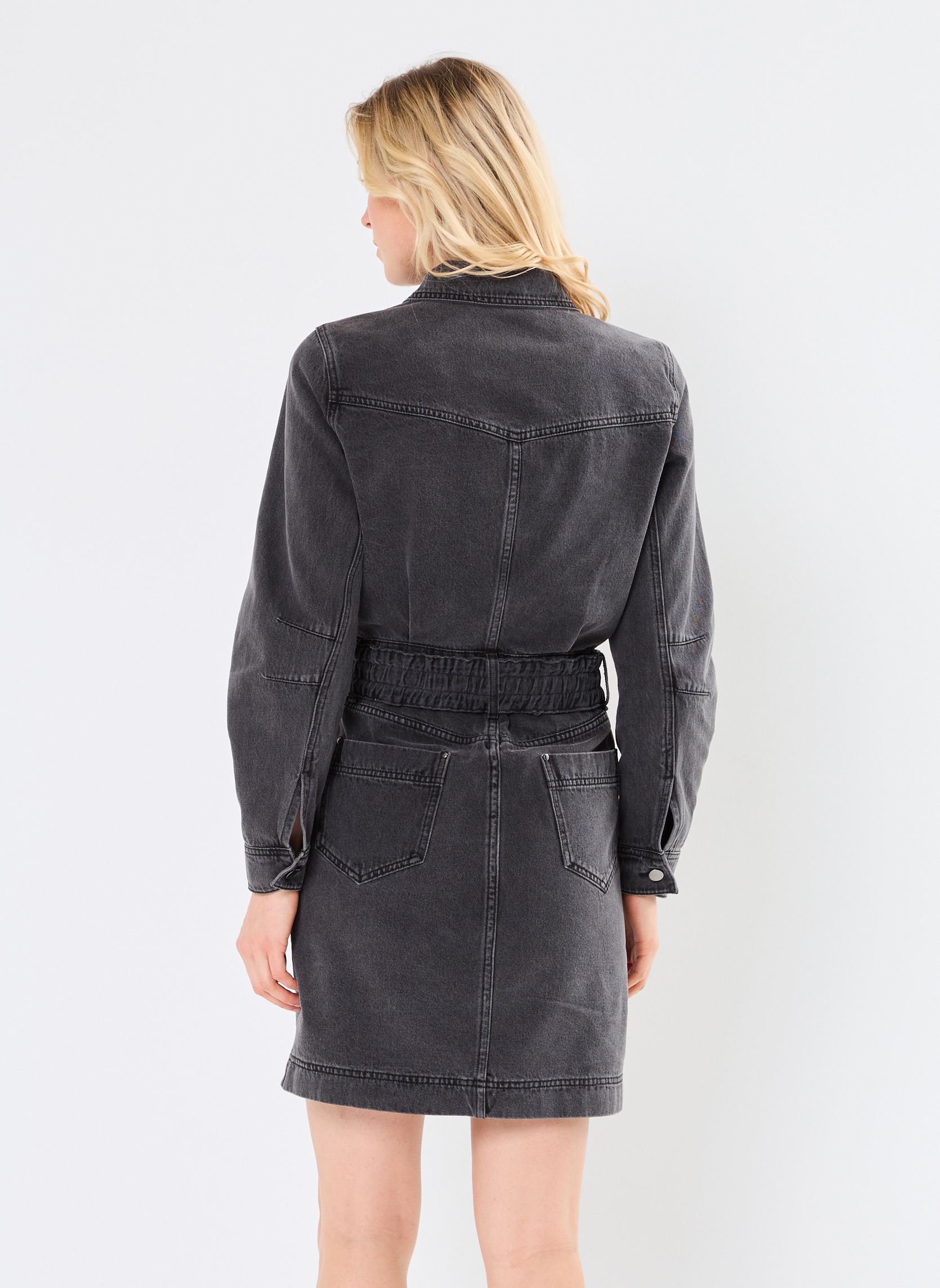 Kleider ROUNOVA L/S SHORT DENIM DRESS damen schwarz Vila Kleider ROUNOVA L/S SHORT DENIM DRESS damen schwarz Meteorite
