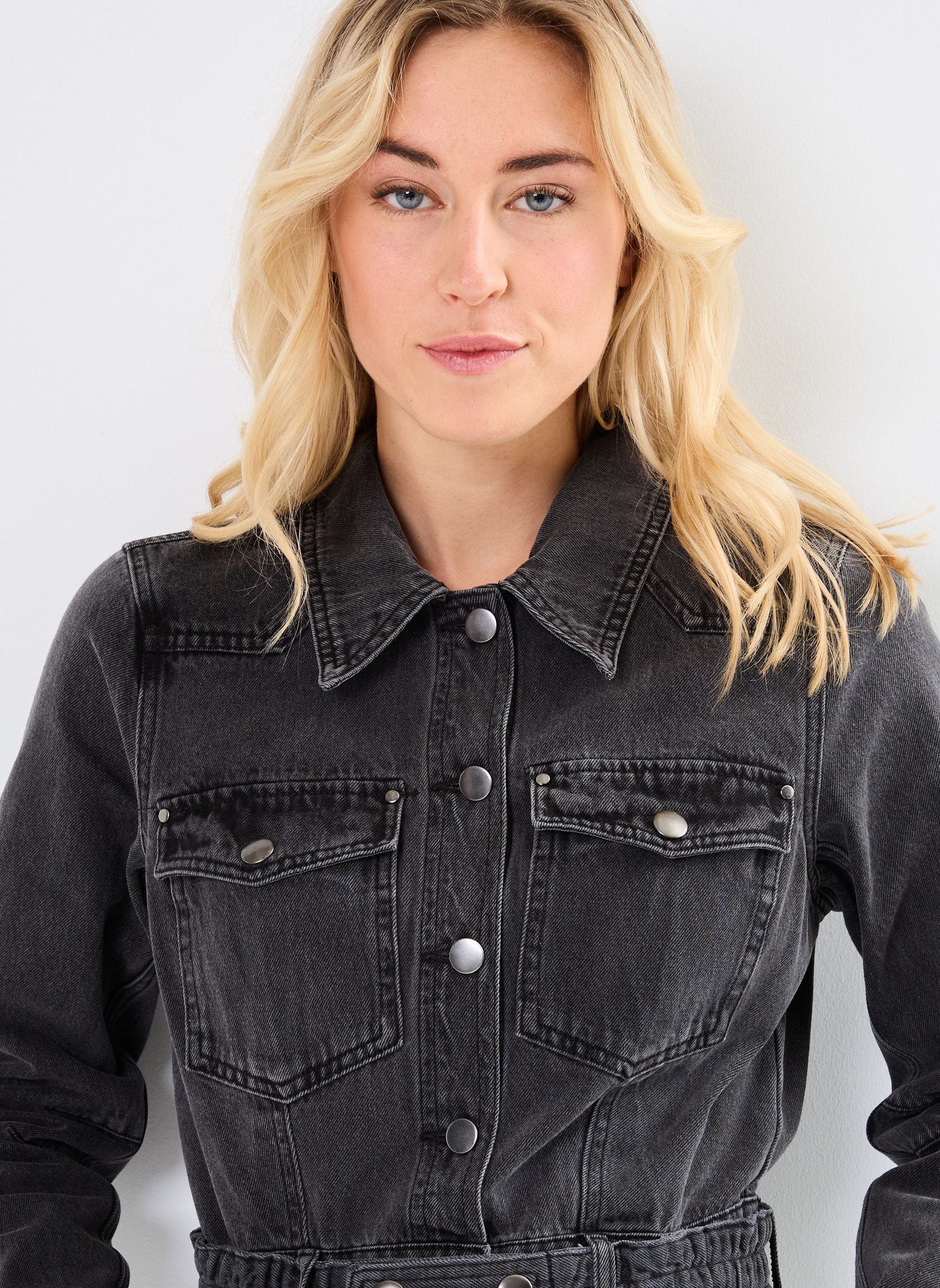 Kleider ROUNOVA L/S SHORT DENIM DRESS damen schwarz Vila Kleider ROUNOVA L/S SHORT DENIM DRESS damen schwarz Meteorite