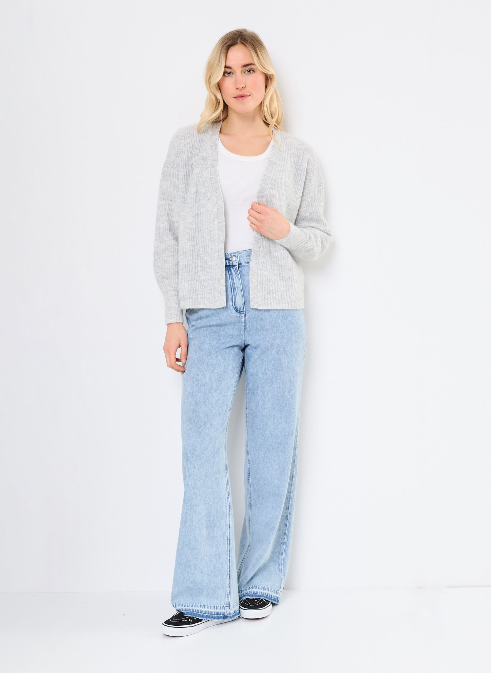 Chalecos VIALVA L/S OPEN KNIT CARDIGAN/LS mujer gris Vila Chalecos VIALVA L/S OPEN KNIT CARDIGAN/LS mujer gris Light Grey Melange