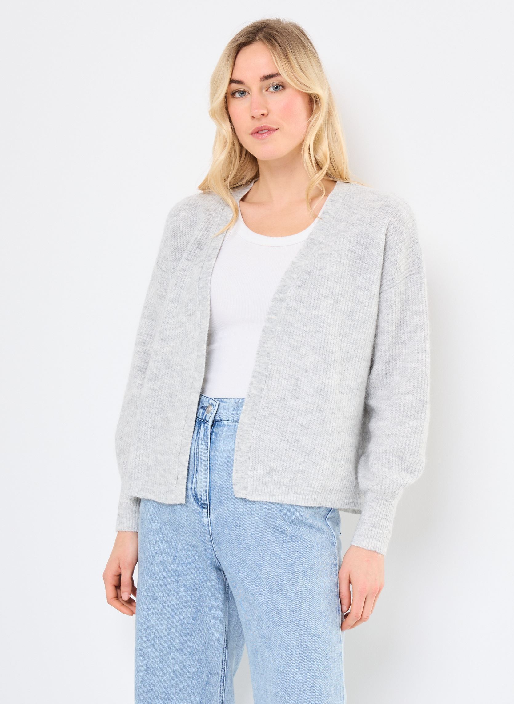 Chalecos VIALVA L/S OPEN KNIT CARDIGAN/LS mujer gris Vila Chalecos VIALVA L/S OPEN KNIT CARDIGAN/LS mujer gris Light Grey Melange